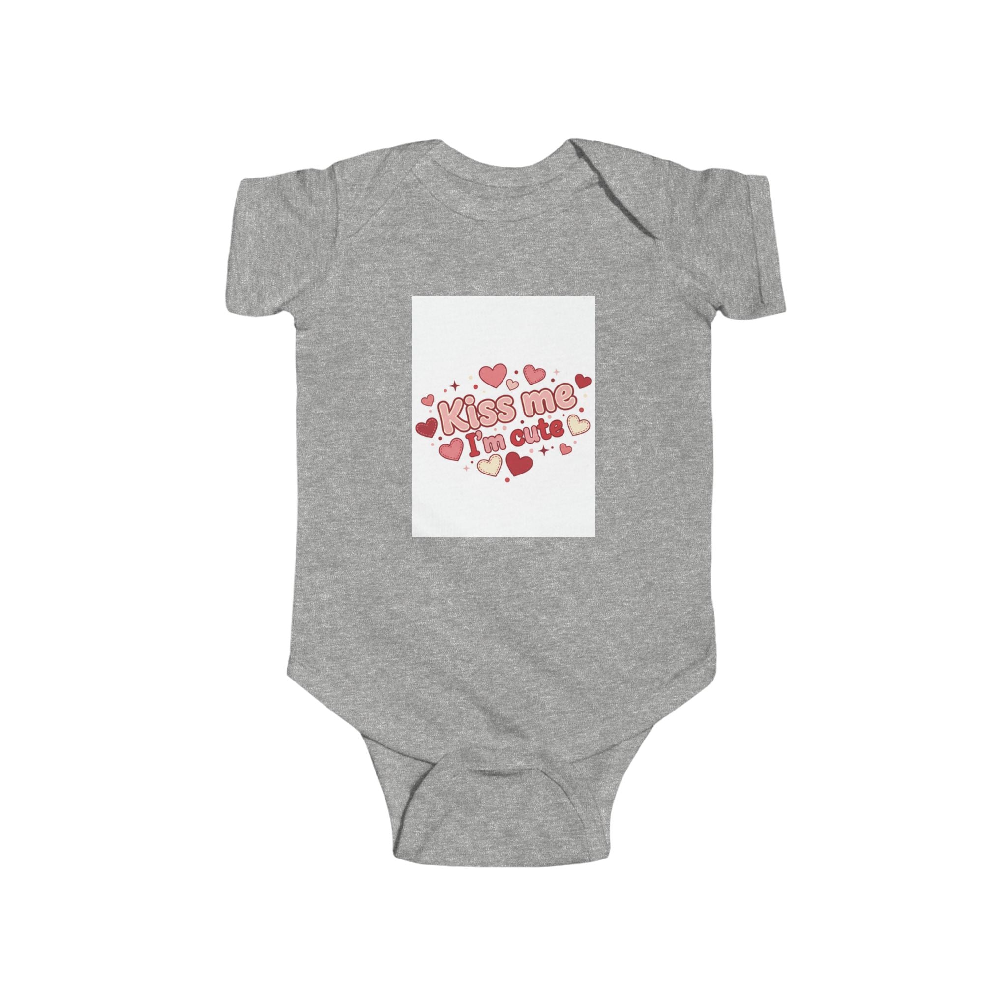 Infant Bodysuit Kiss Me Cute Onesie gray Infant Bodysuit