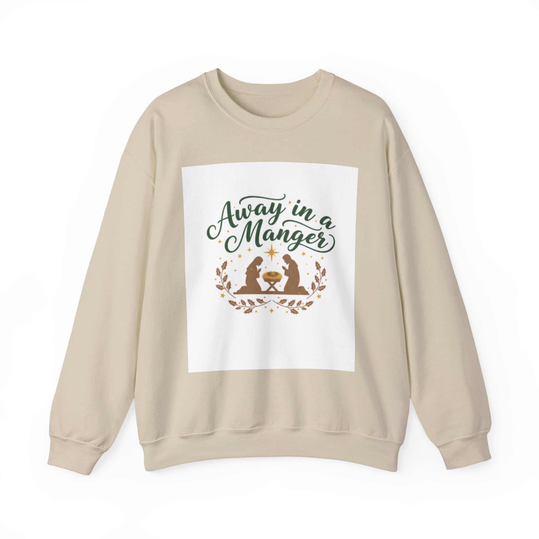 christian sweatshirt — "Away in a Manger" Nativity Crewneck - faithcovenant