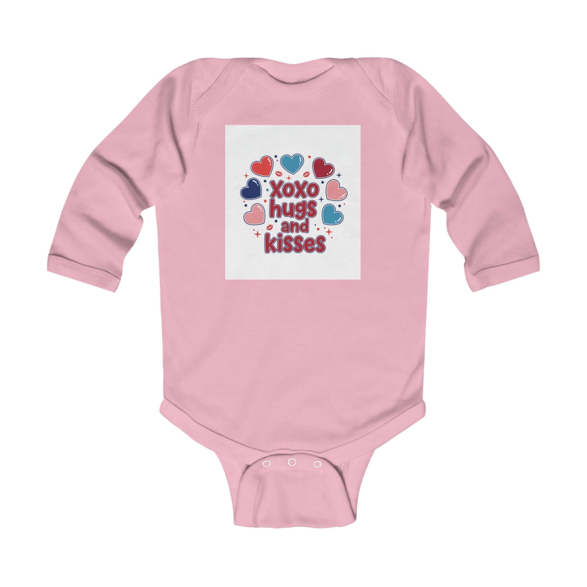 Xoxo Infant Apparel Long Sleeve Bodysuit pink Baby Valentine Bodysuit