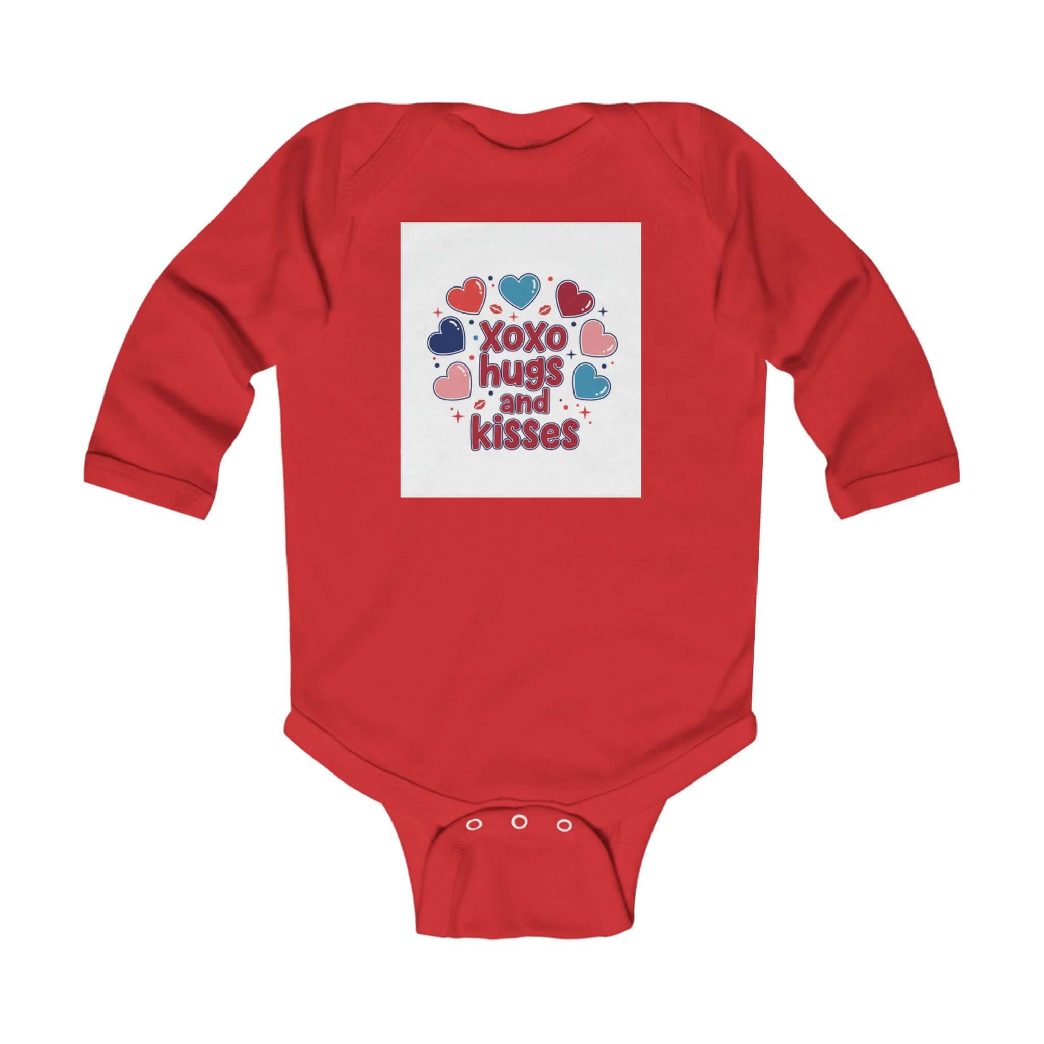 Xoxo Infant Apparel Long Sleeve Bodysuit red Baby Valentine Bodysuit