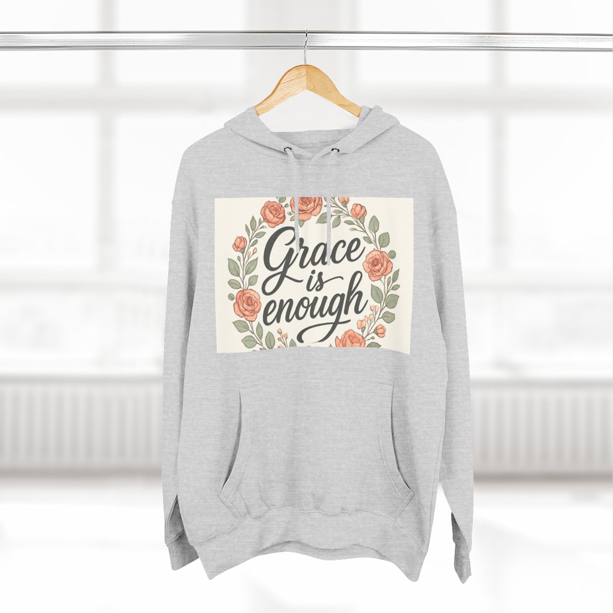 christian gifts Grace is Enough Floral Hoodie white