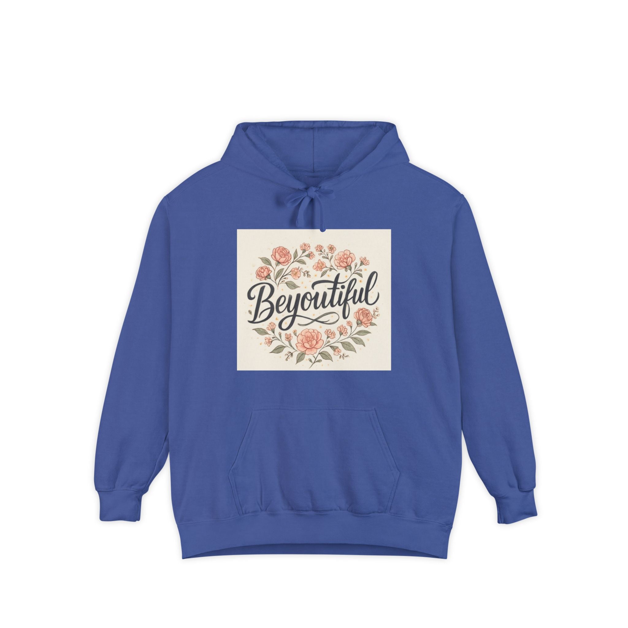 Beyoutiful Floral Hoodie, Comfortable Hoodie, Floral Design blue