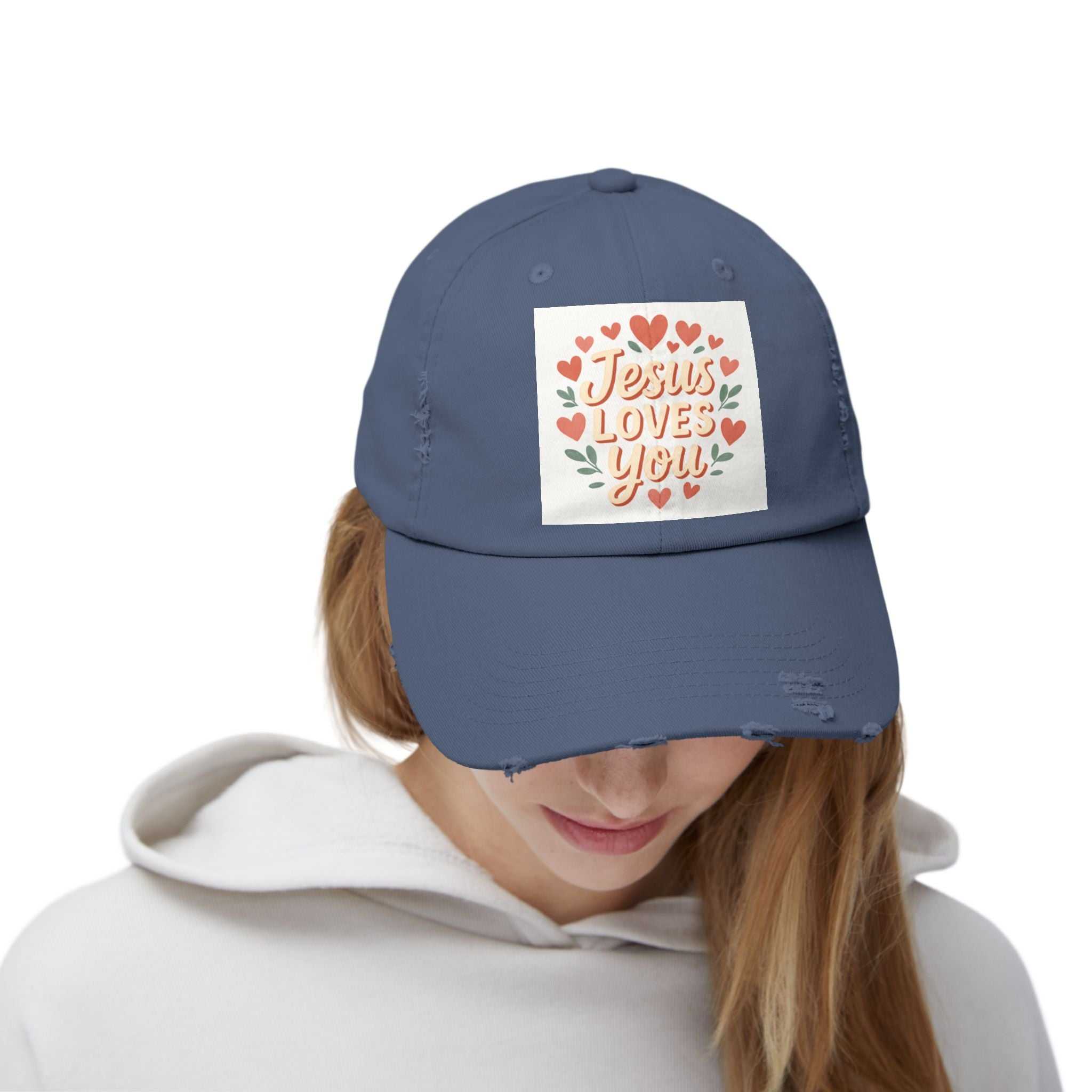Jesus Loves You Distressed Cap, Vintage Cap, Jesus Apparel - faithcovenant