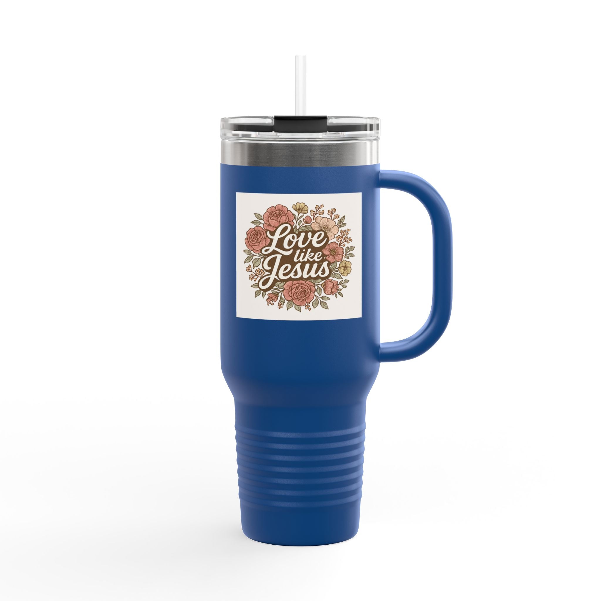 Floral Insulated Travel Mug Floral Insulated Travel Mug, 40oz dark blue