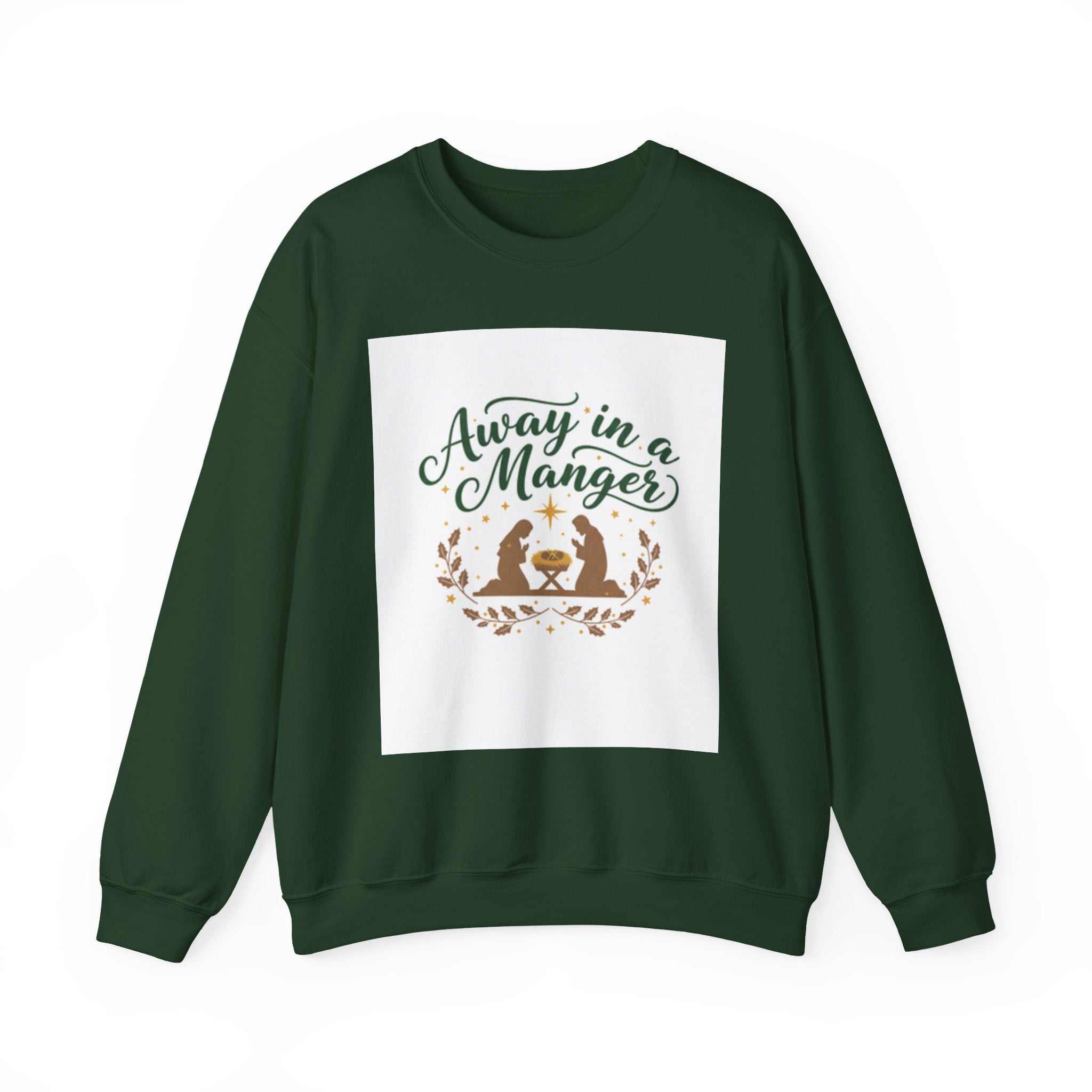 christian sweatshirt — "Away in a Manger" Nativity Crewneck - faithcovenant