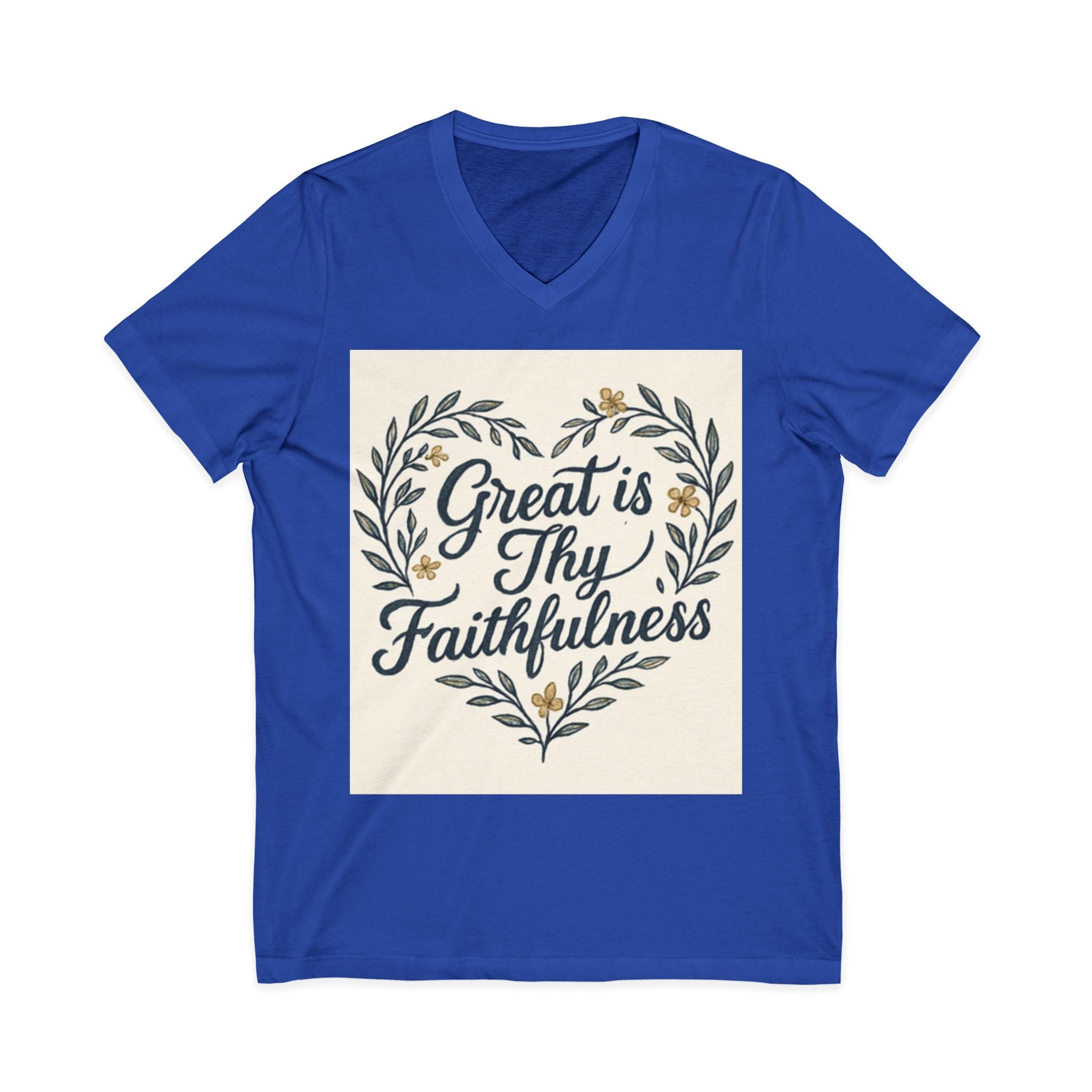 Faithfulness V-Neck Tee, Biblical Quote, Christian Apparel