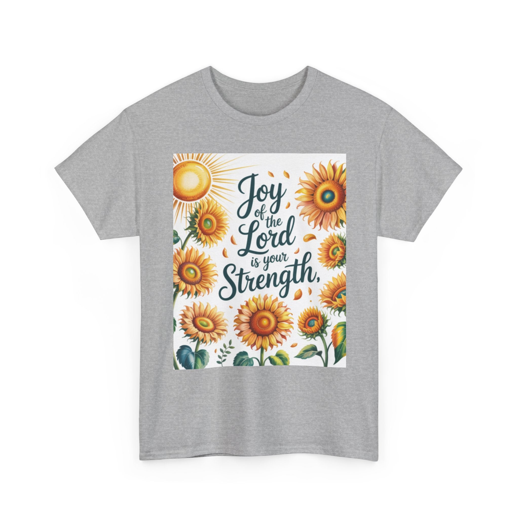 Joy of the Lord Sunflower Tee, Faith Shirt, Faith Based Apparel Printify