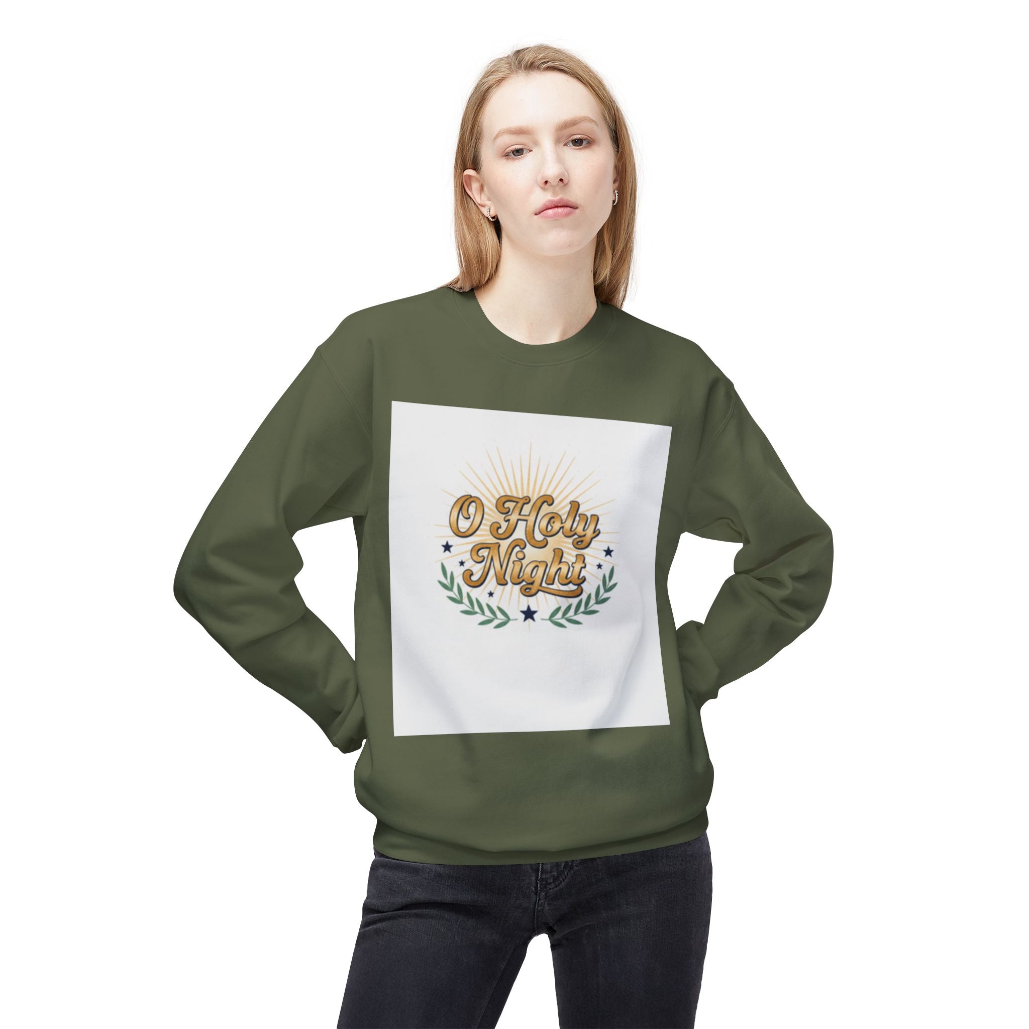 christian sweatshirt O Holy Night Christmas Crewneck Sweatshirtolive