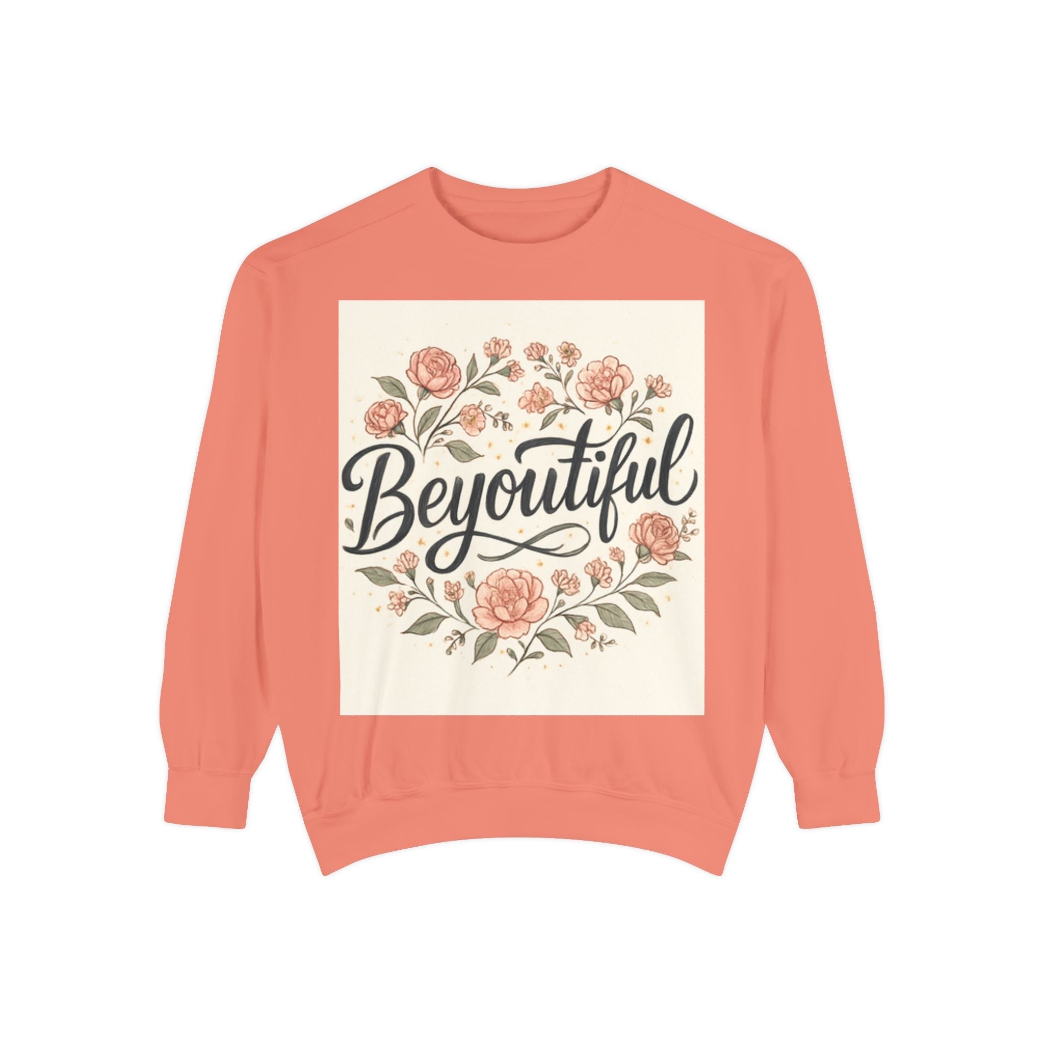 christian sweatshirt Beyoutiful Floral Sweatshirt, Cozy Sweatshirt orange