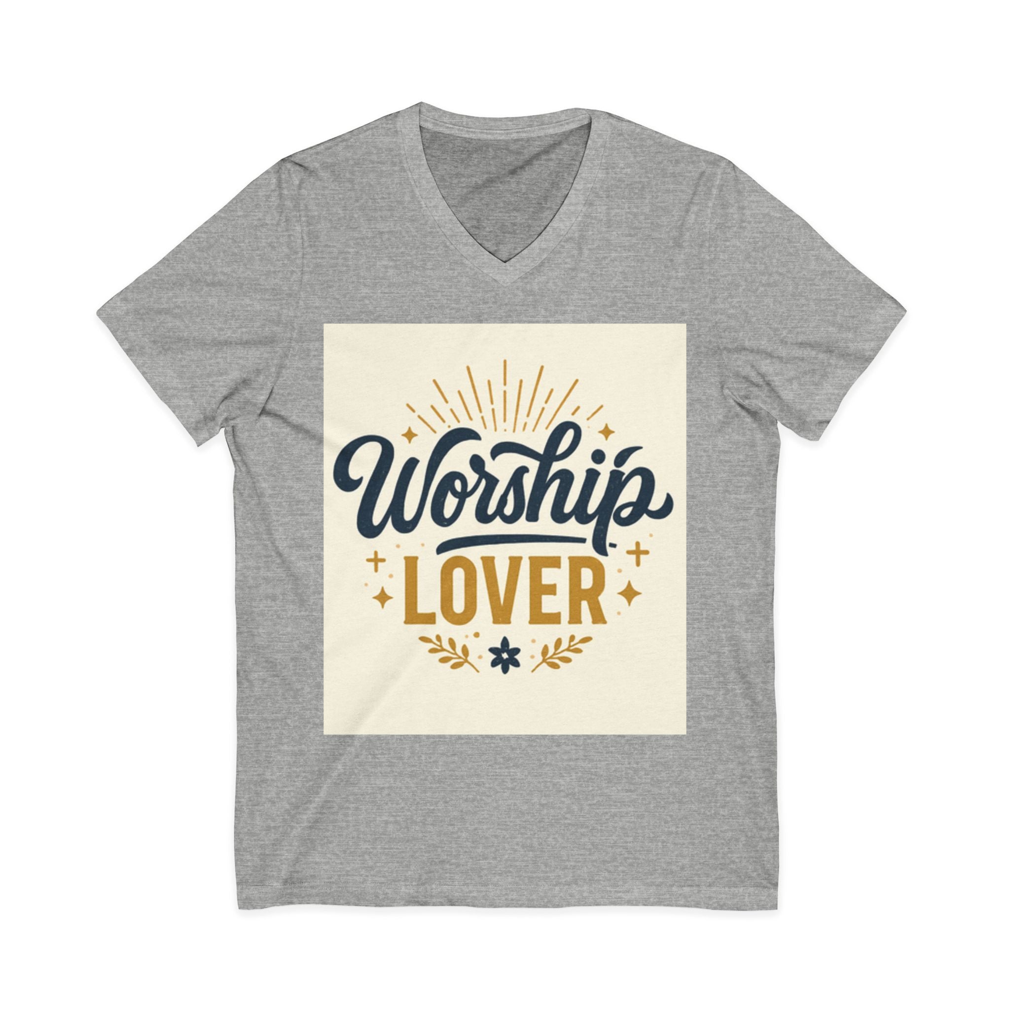 Worship Lover Tee, V Neck Shirt, Praise and Worship silver