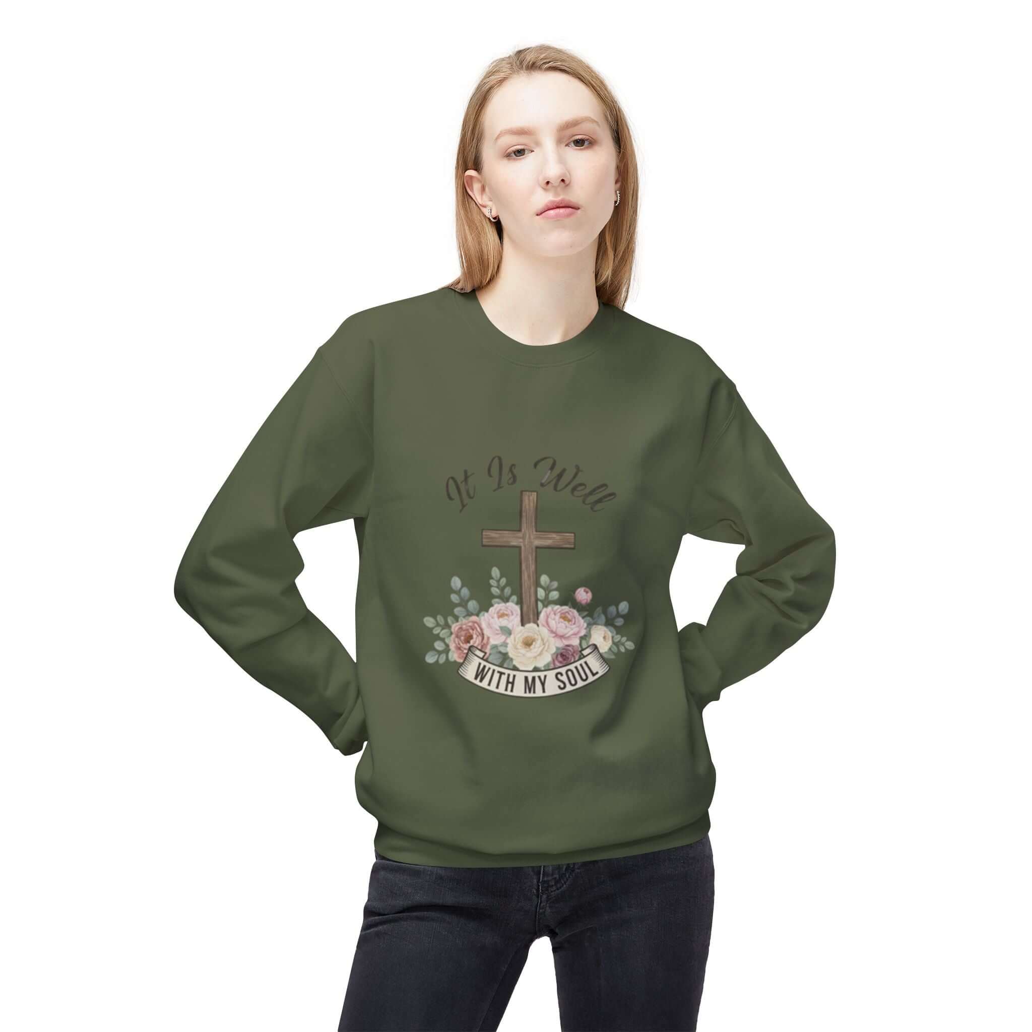 christian sweatshirt green Easter Christian Crewneck