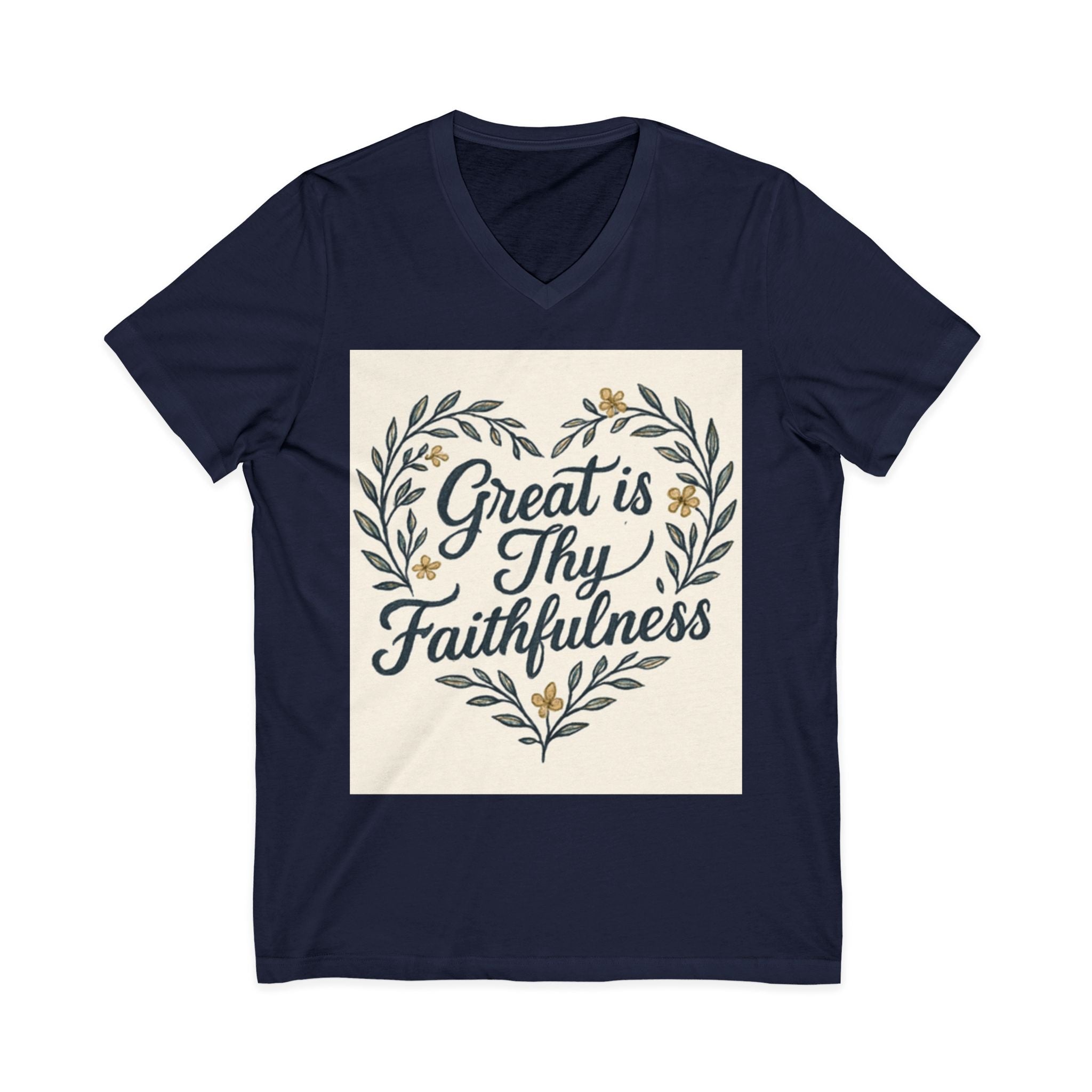 Faithfulness V-Neck Tee, Biblical Quote, Christian Apparel