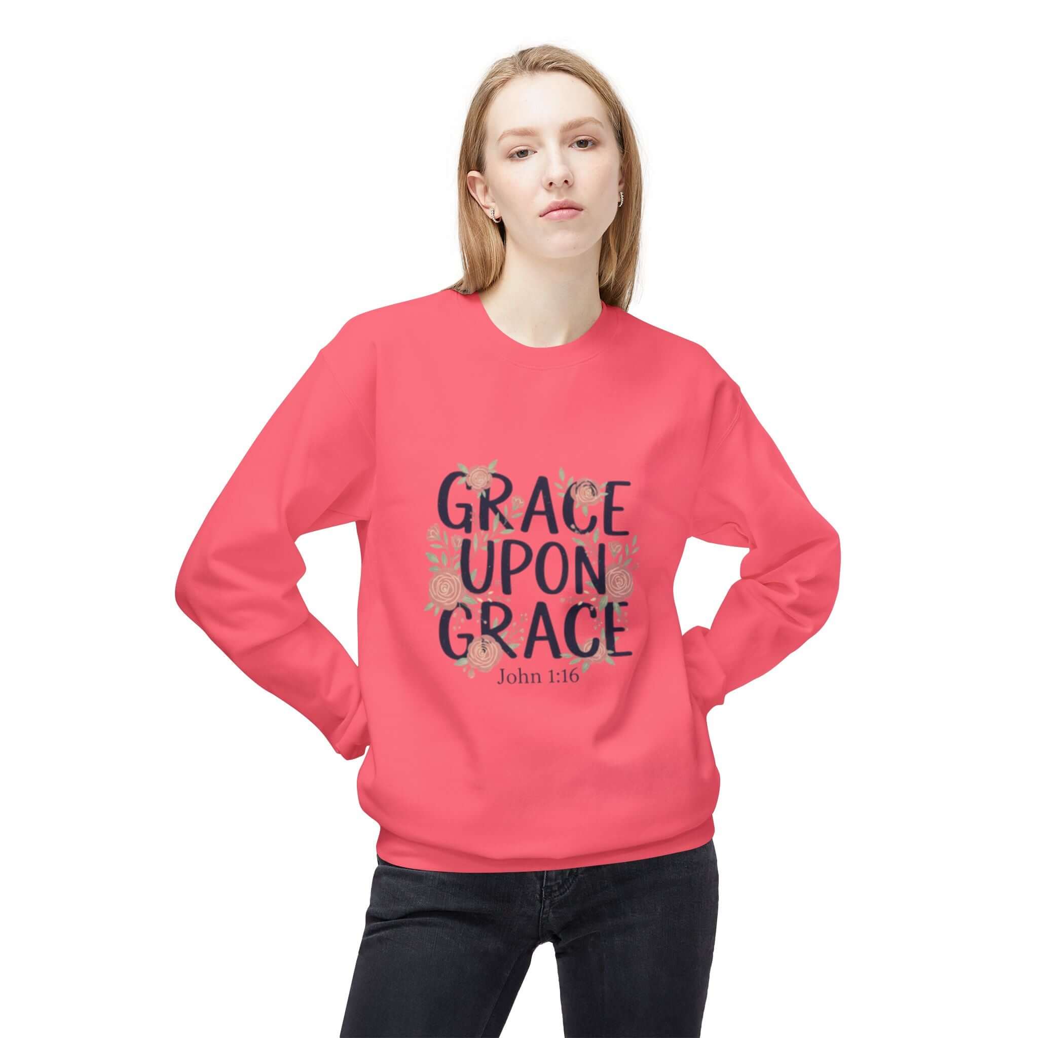 Grace Upon Grace Floral Sweatshirt — Women's Inspirational Floral Crewneck