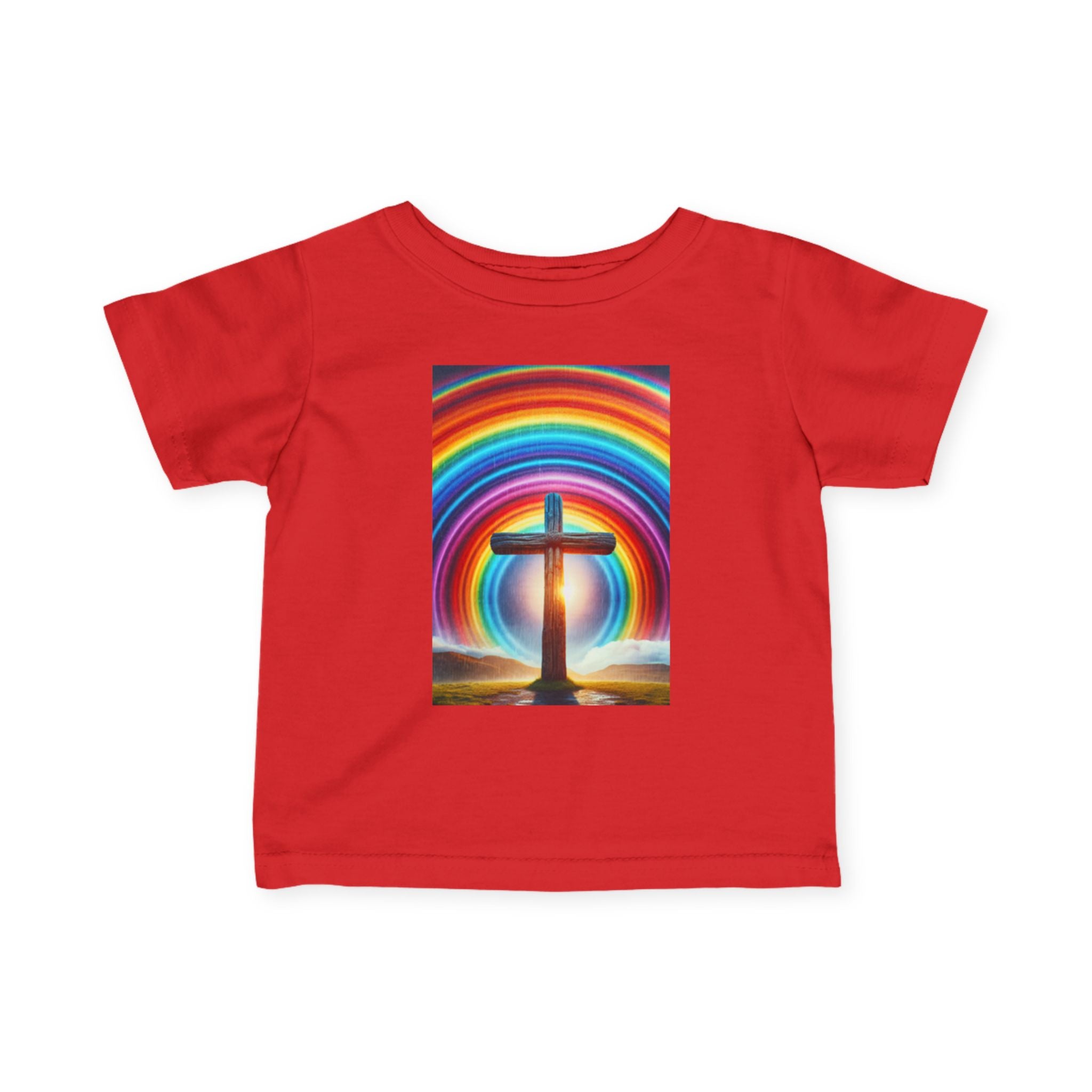 Rainbow Cross Infant Tee, Christian baby shirt