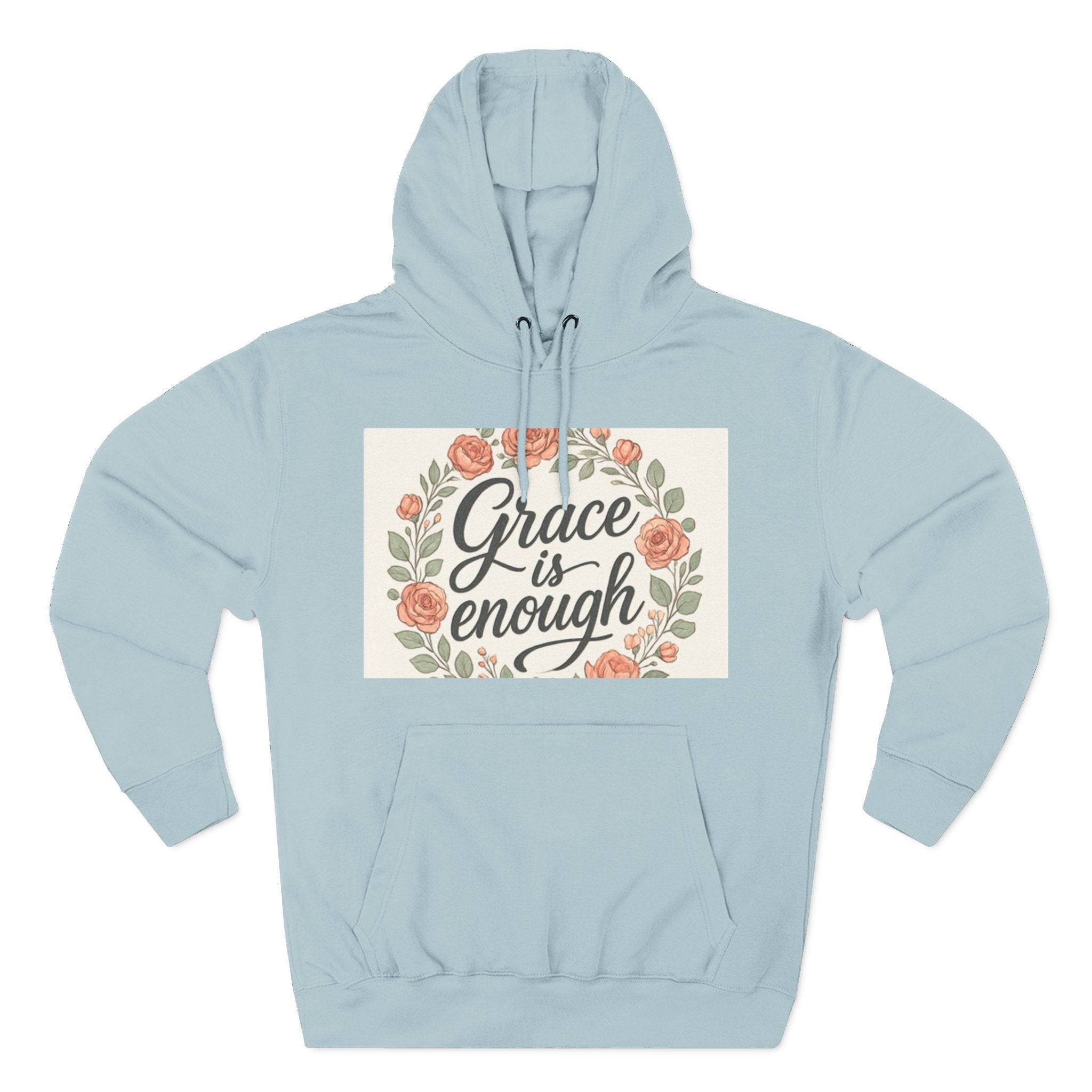 christian gifts Grace is Enough Floral Hoodie light blue