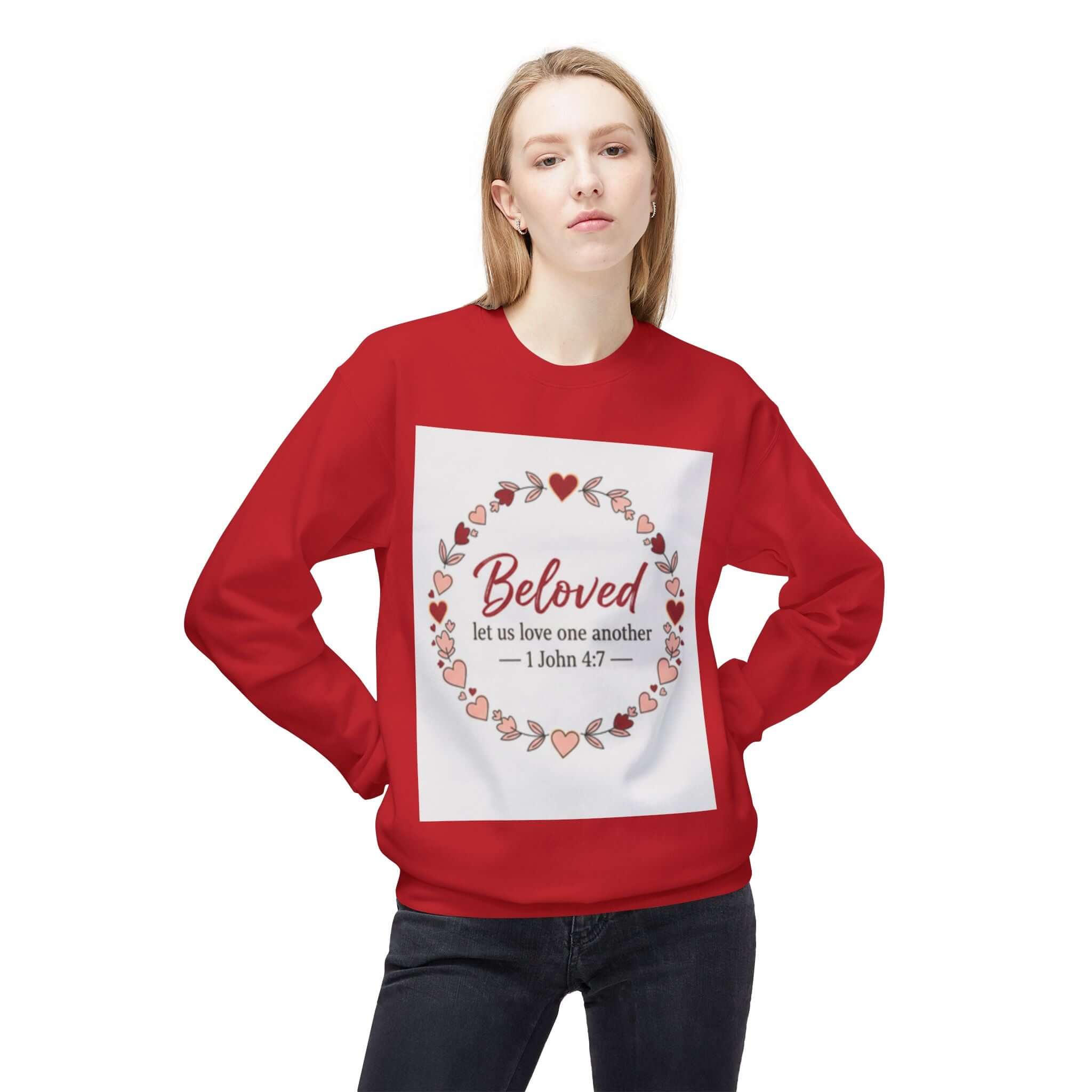 christian sweatshirt Love One Another Sweatshirt red Christian Crewneck