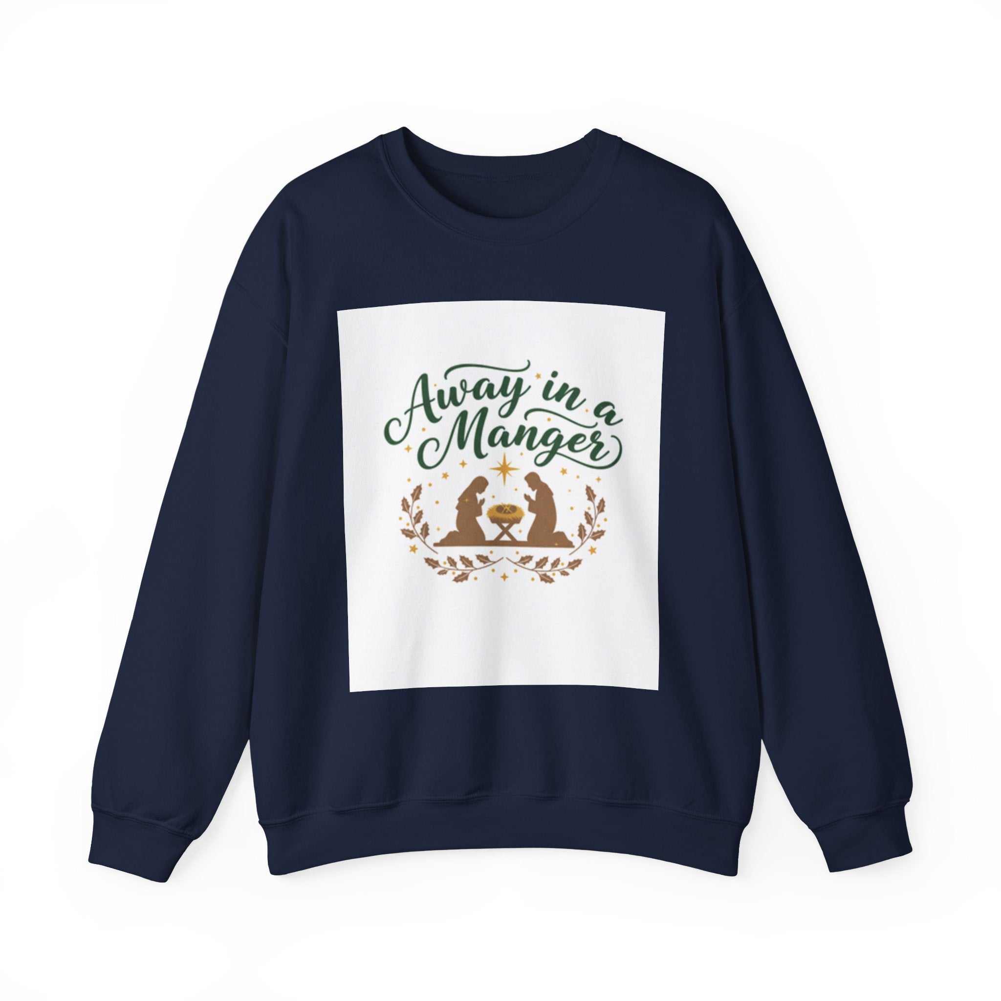christian sweatshirt — "Away in a Manger" Nativity Crewneck - faithcovenant