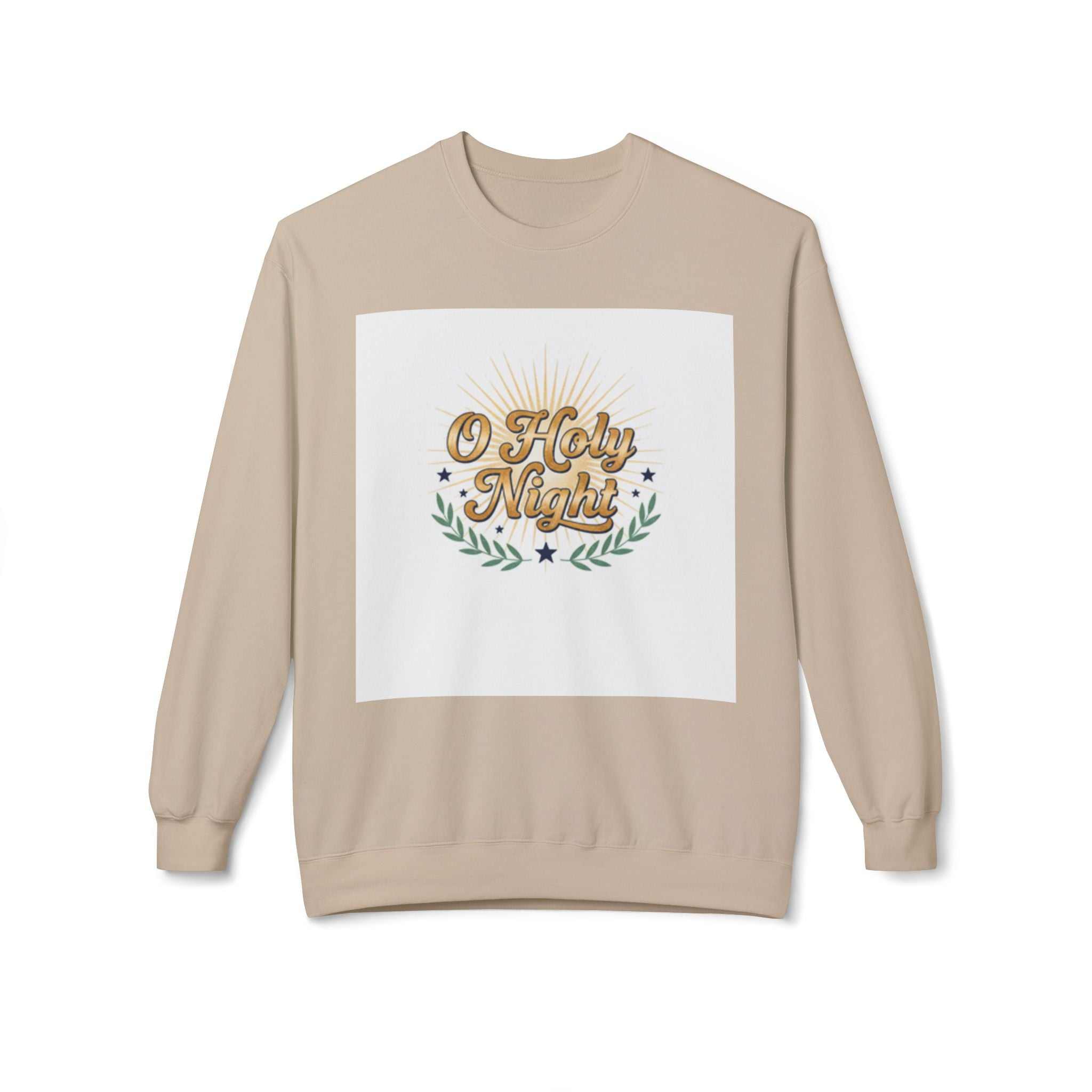 O Holy Night Christian sweatshirt with vintage gold design and cozy crewneck fit