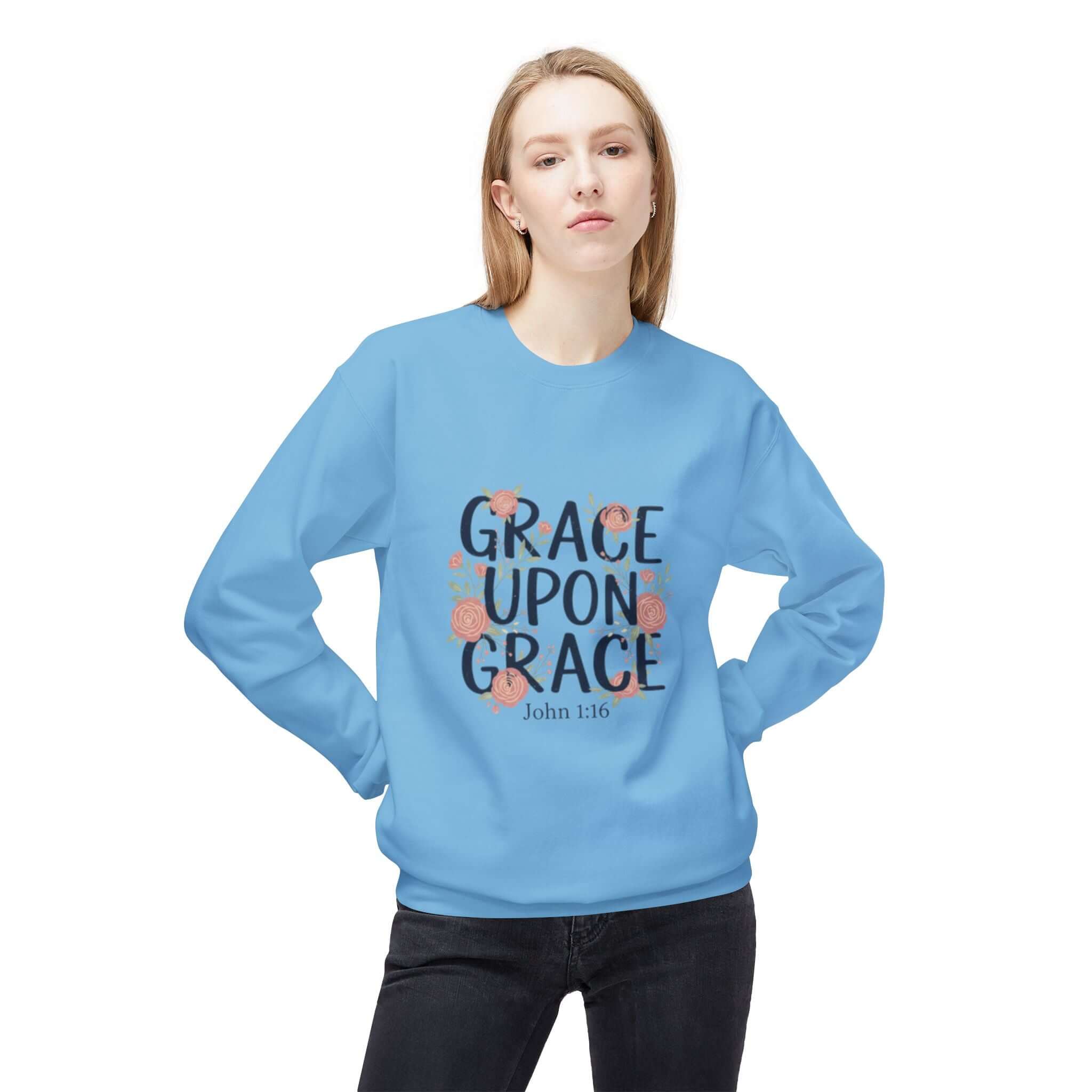 Grace Upon Grace Floral Sweatshirt — Women's Inspirational Floral Crewneck