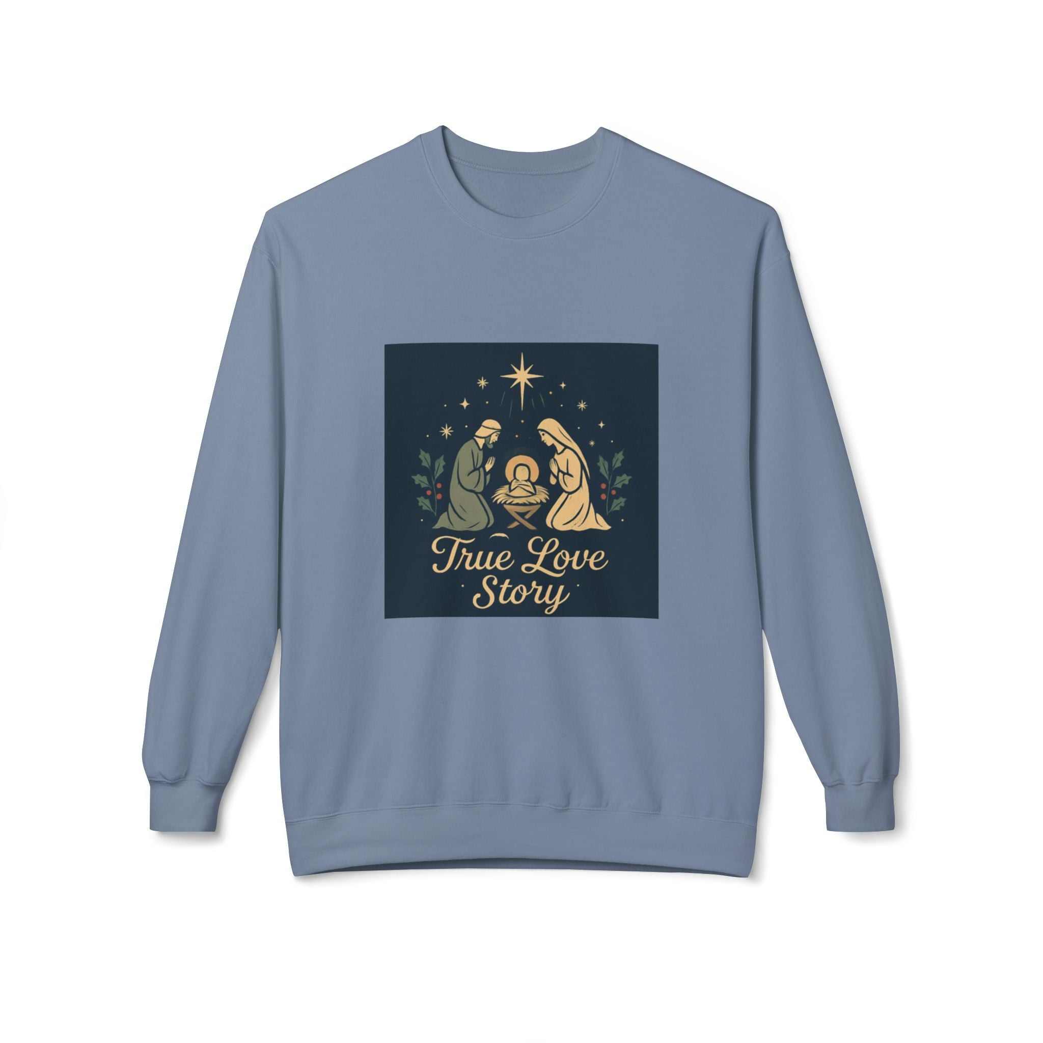 christian sweatshirt True Love Story Christmas Nativity Sweatshirt - faithcovenant