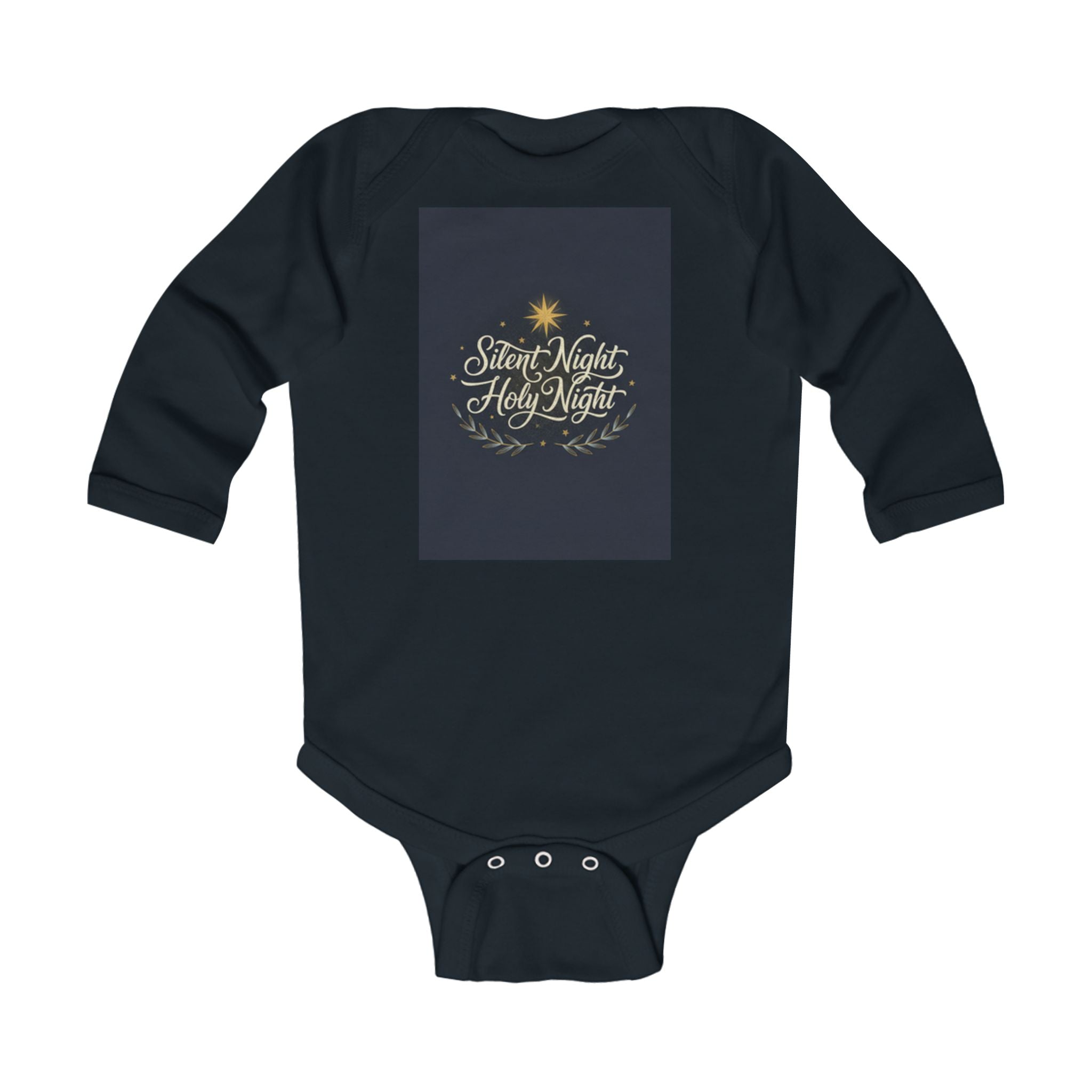 Silent Night Holy Night Infant Long Sleeve Bodysuit -Christmas Baby black