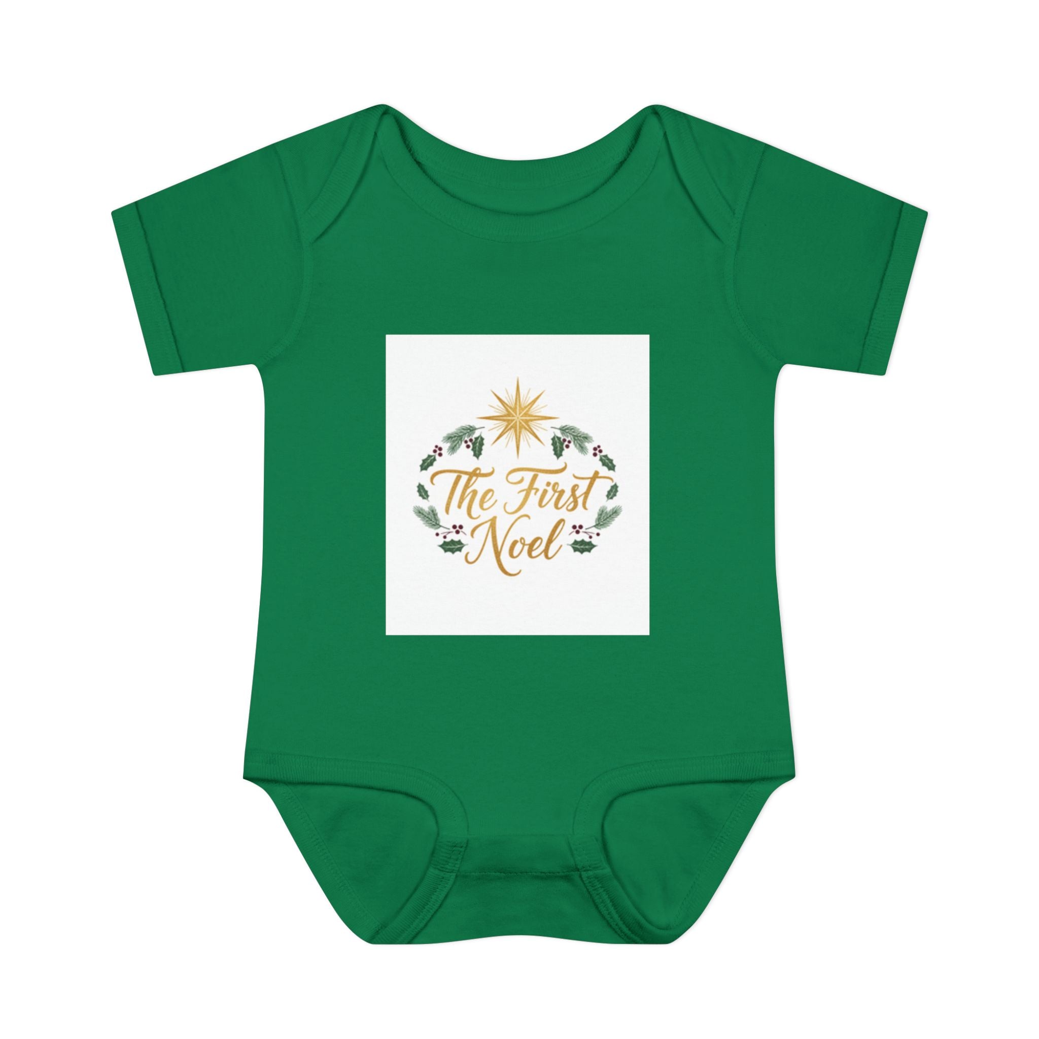 Infant Bodysuit green "The First Noel" Christmas Baby Onesie