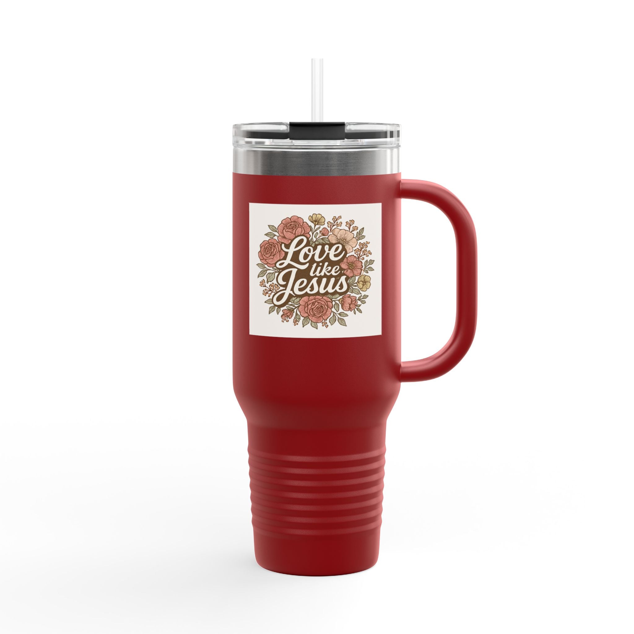 Floral Insulated Travel Mug Floral Insulated Travel Mug, 40oz red