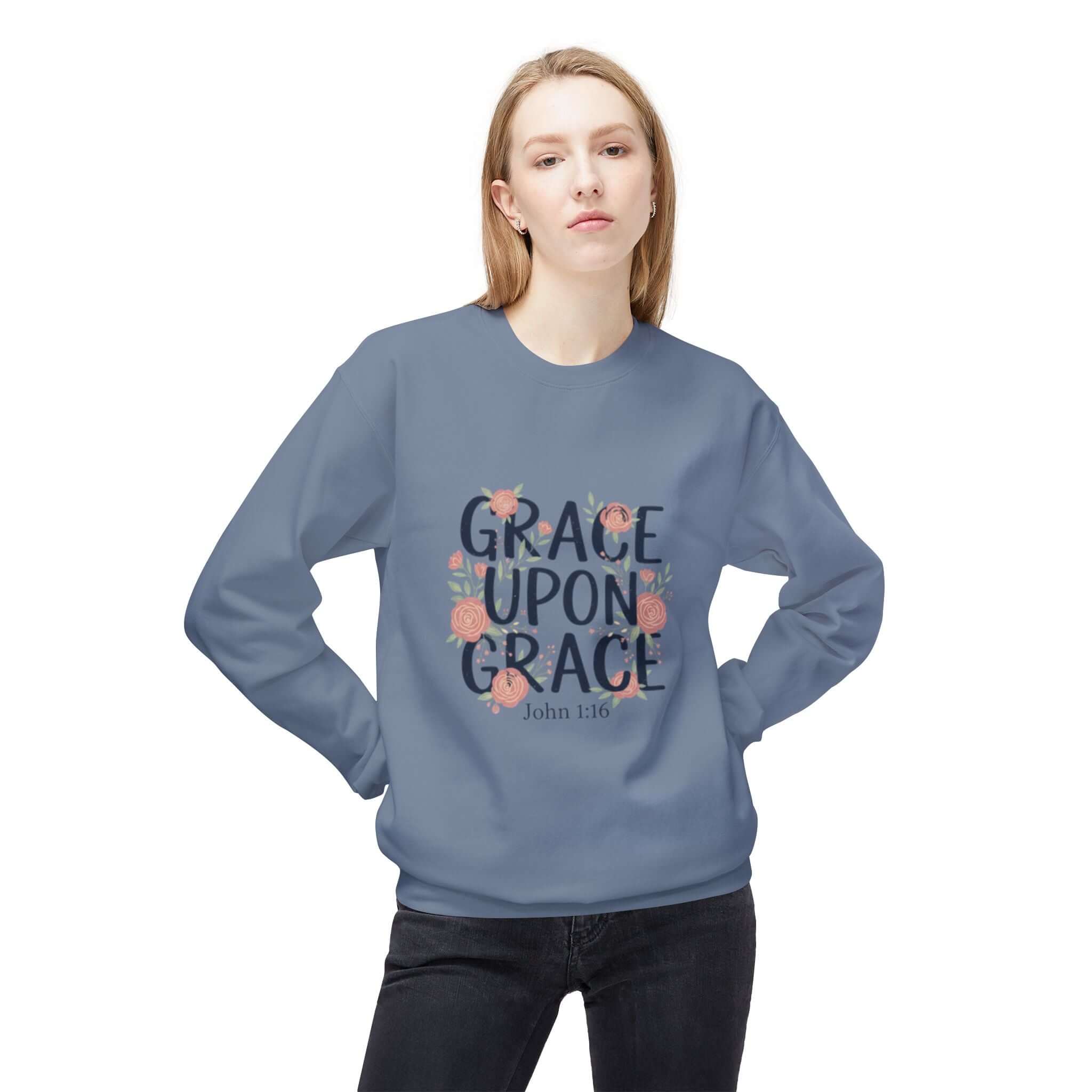 Grace Upon Grace Floral Sweatshirt — Women's Inspirational Floral Crewneck
