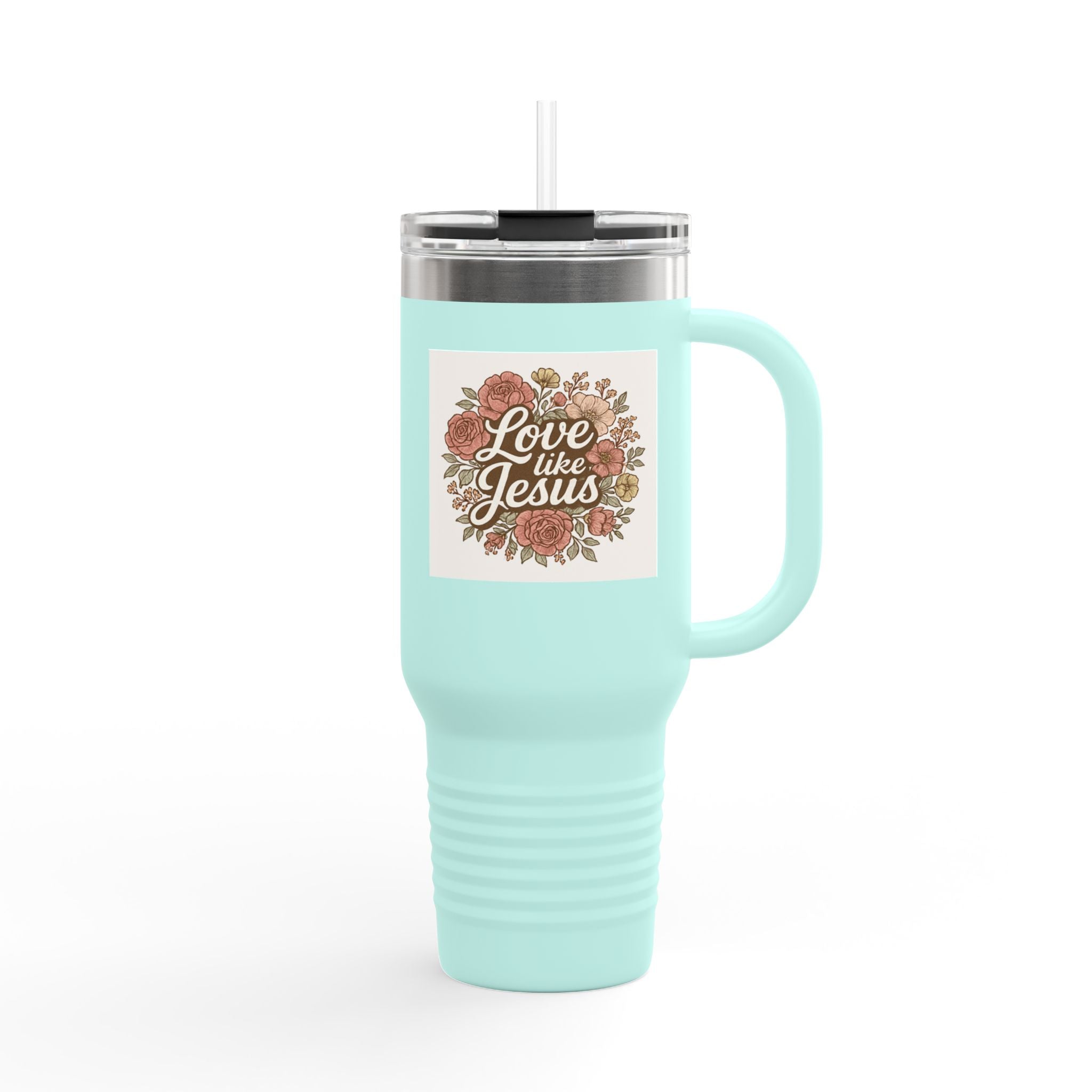 Floral Insulated Travel Mug Floral Insulated Travel Mug, 40oz sky blue