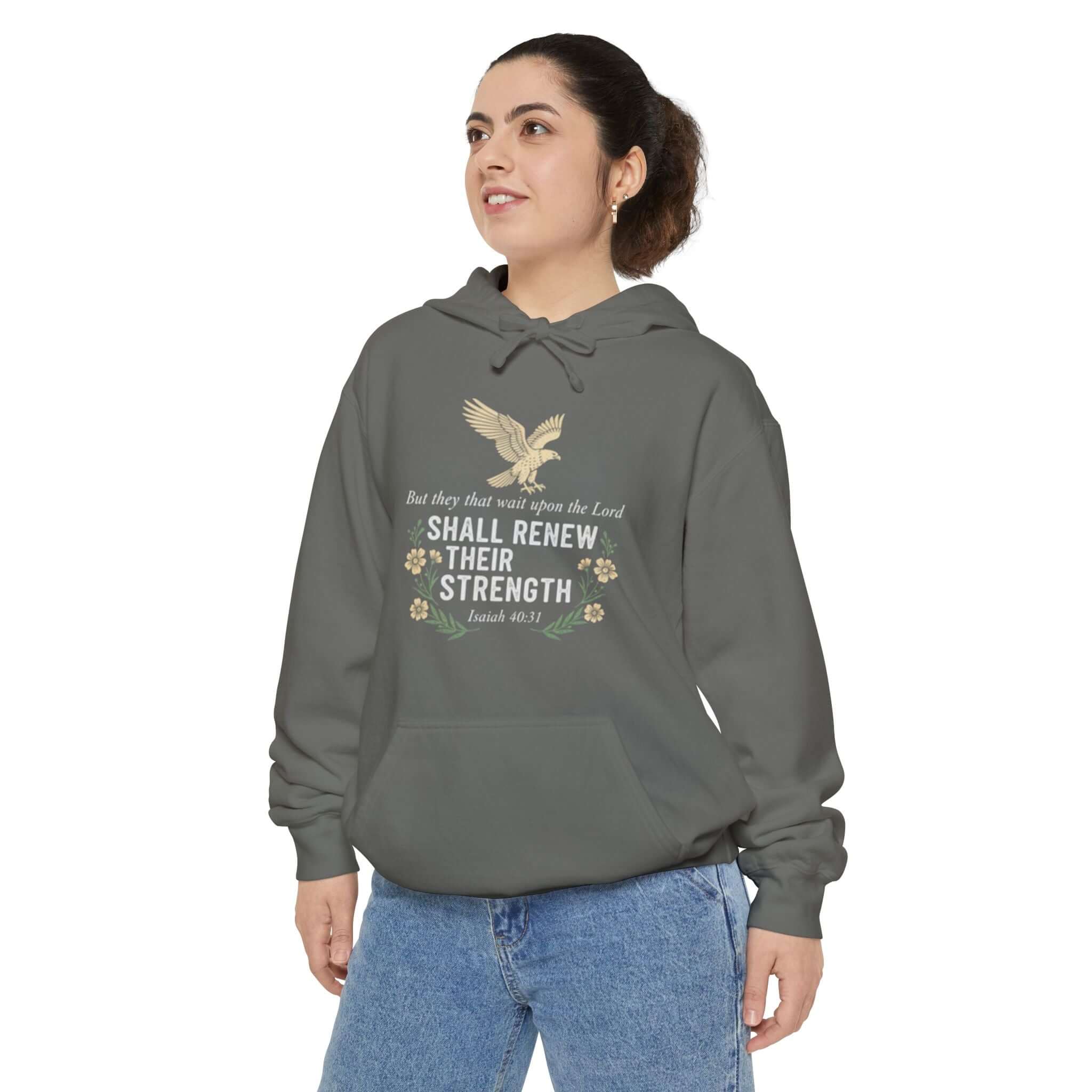 Infant apparel Hoodie charcoal gray Isaiah 40:31 Faith Hoodie