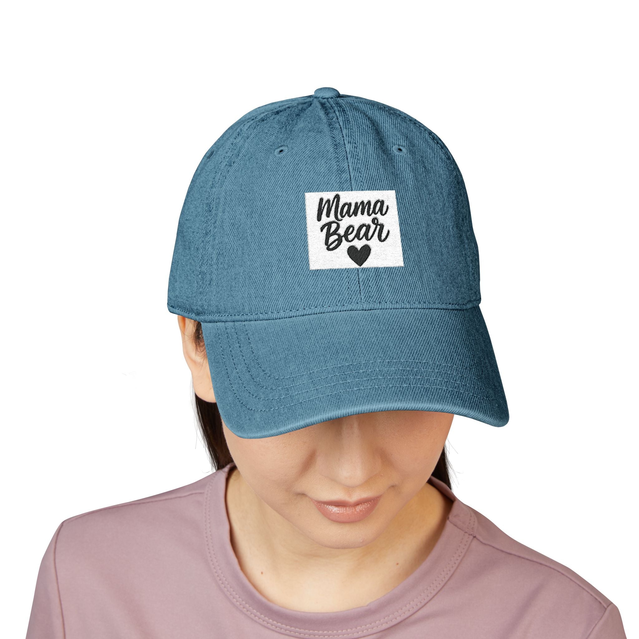 Mama Bear Denim Hat, Embroidered Hat, Denim Cap, Gift for Mom