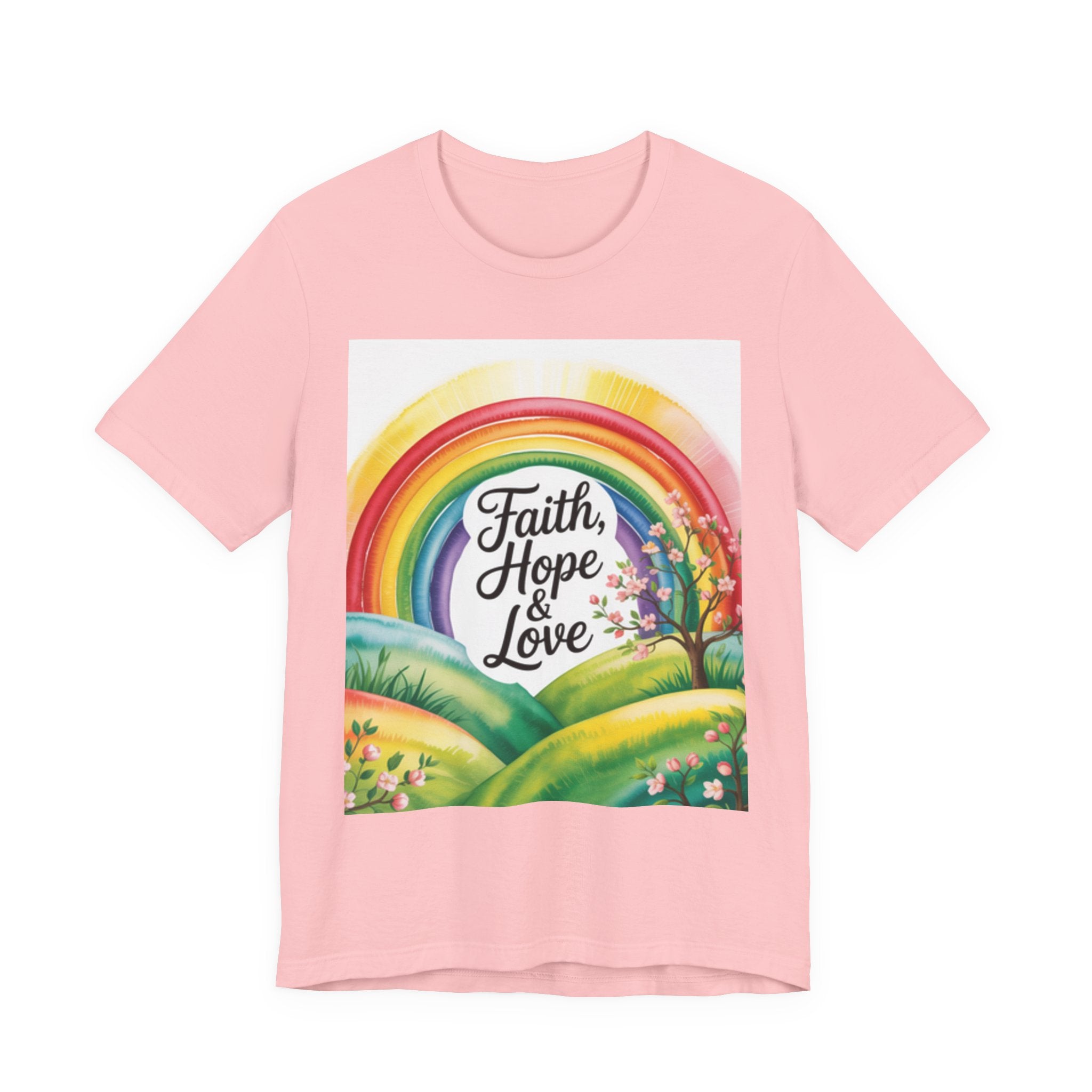Faith, Hope & Love, Rainbow Graphic Tee, Faith Shirt Printify