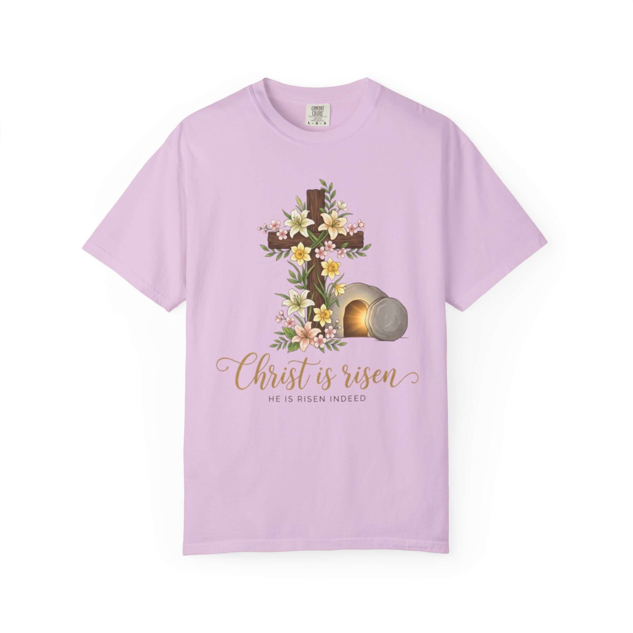 Infant apparel T Shirt purpleFloral Cross & Empty Tomb Christian Tee