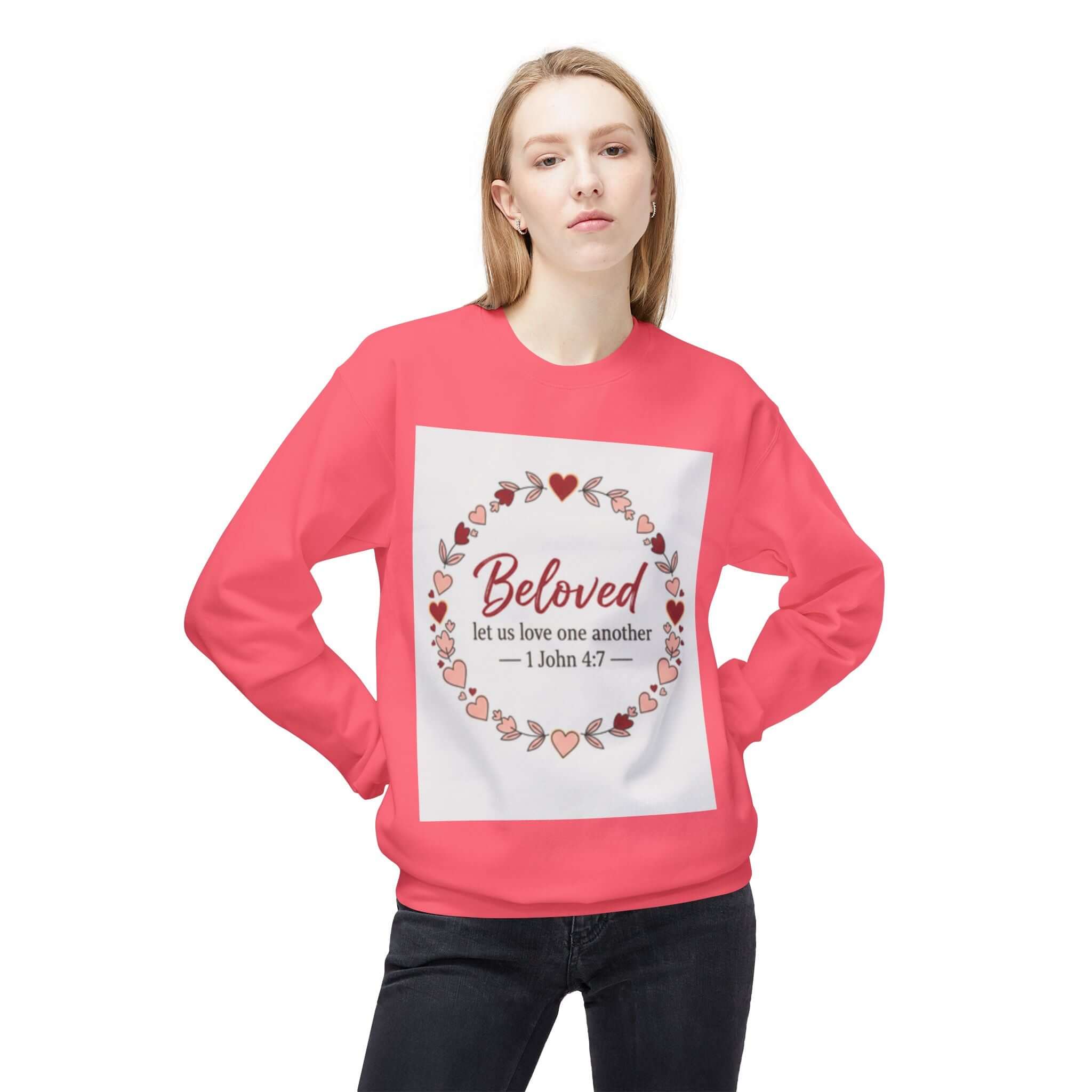 christian sweatshirt Love One Another Sweatshirt pink Christian Crewneck