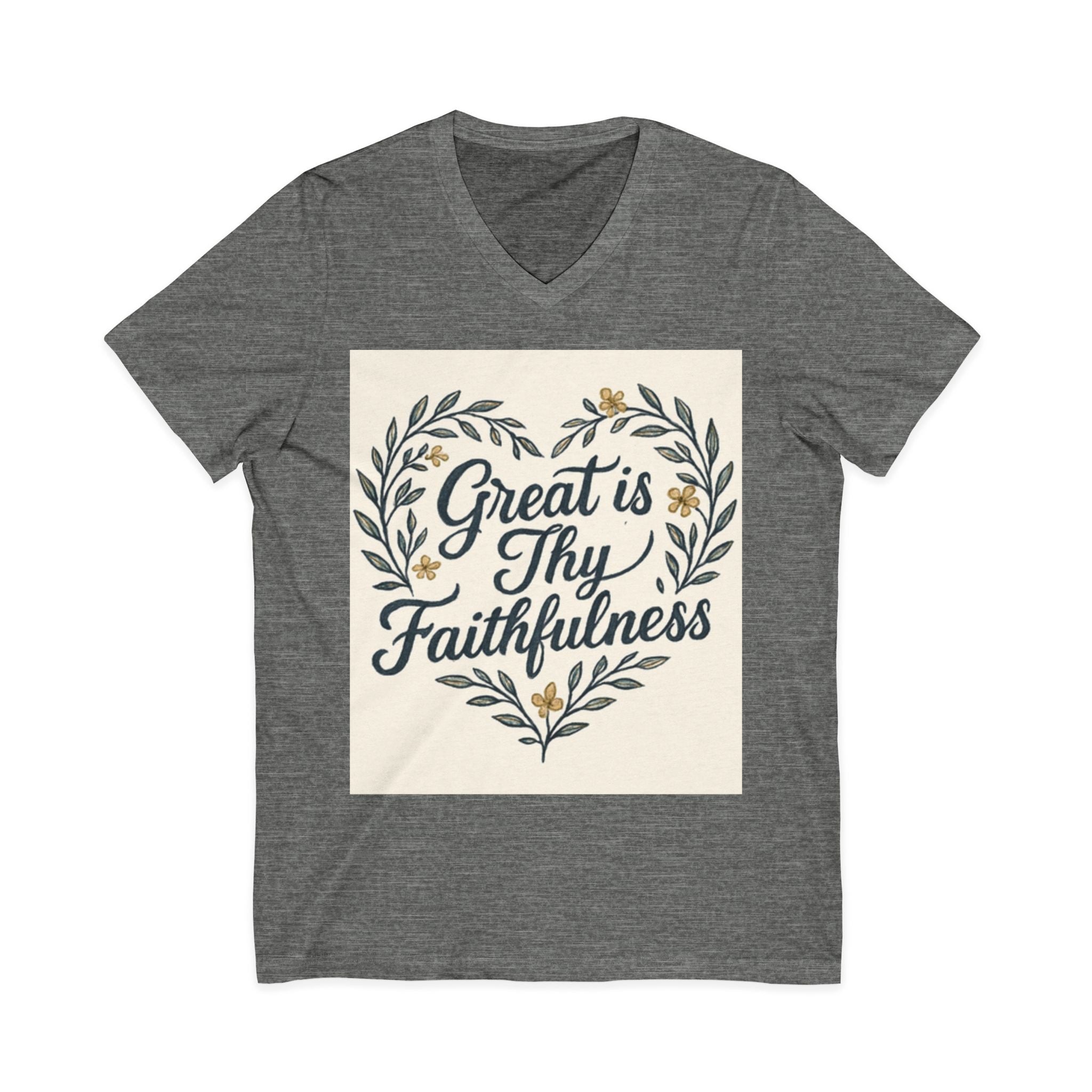 Faithfulness V-Neck Tee, Biblical Quote, Christian Apparel