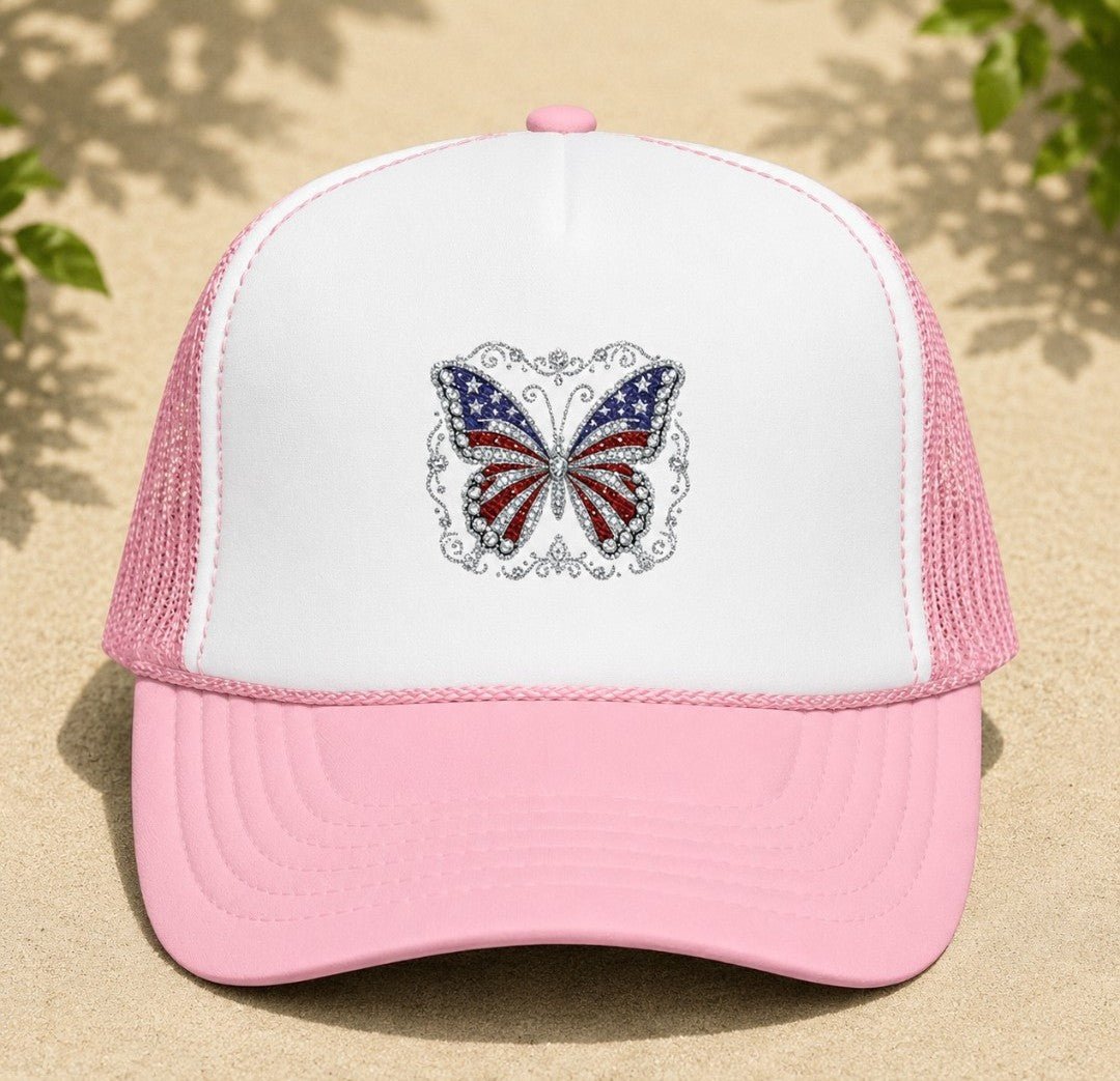 American Butterfly Trucker Hat — Patriotic Butterfly Mesh Cap - faithcovenant