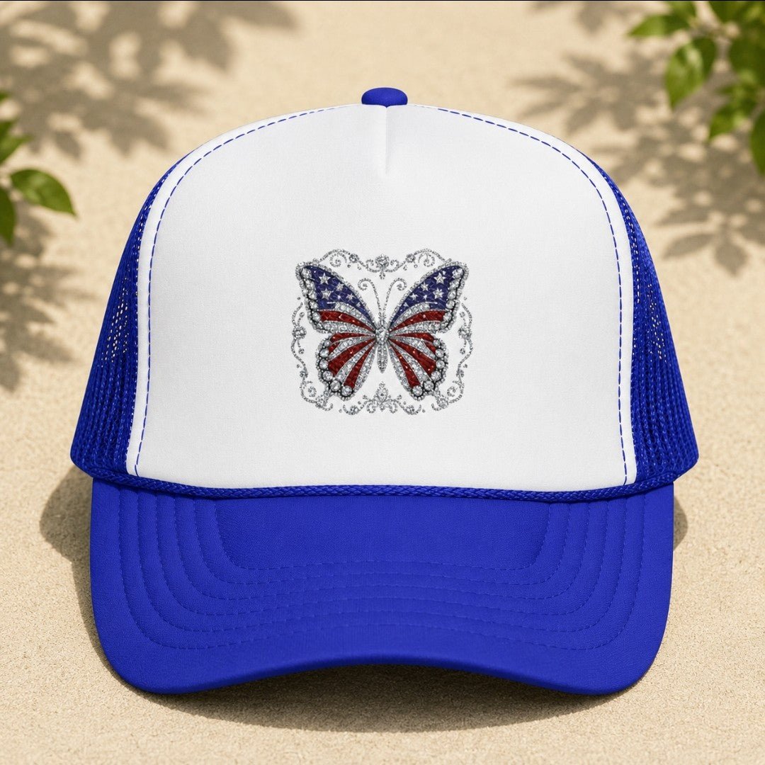 American Butterfly Trucker Hat — Patriotic Butterfly Mesh Cap - faithcovenant