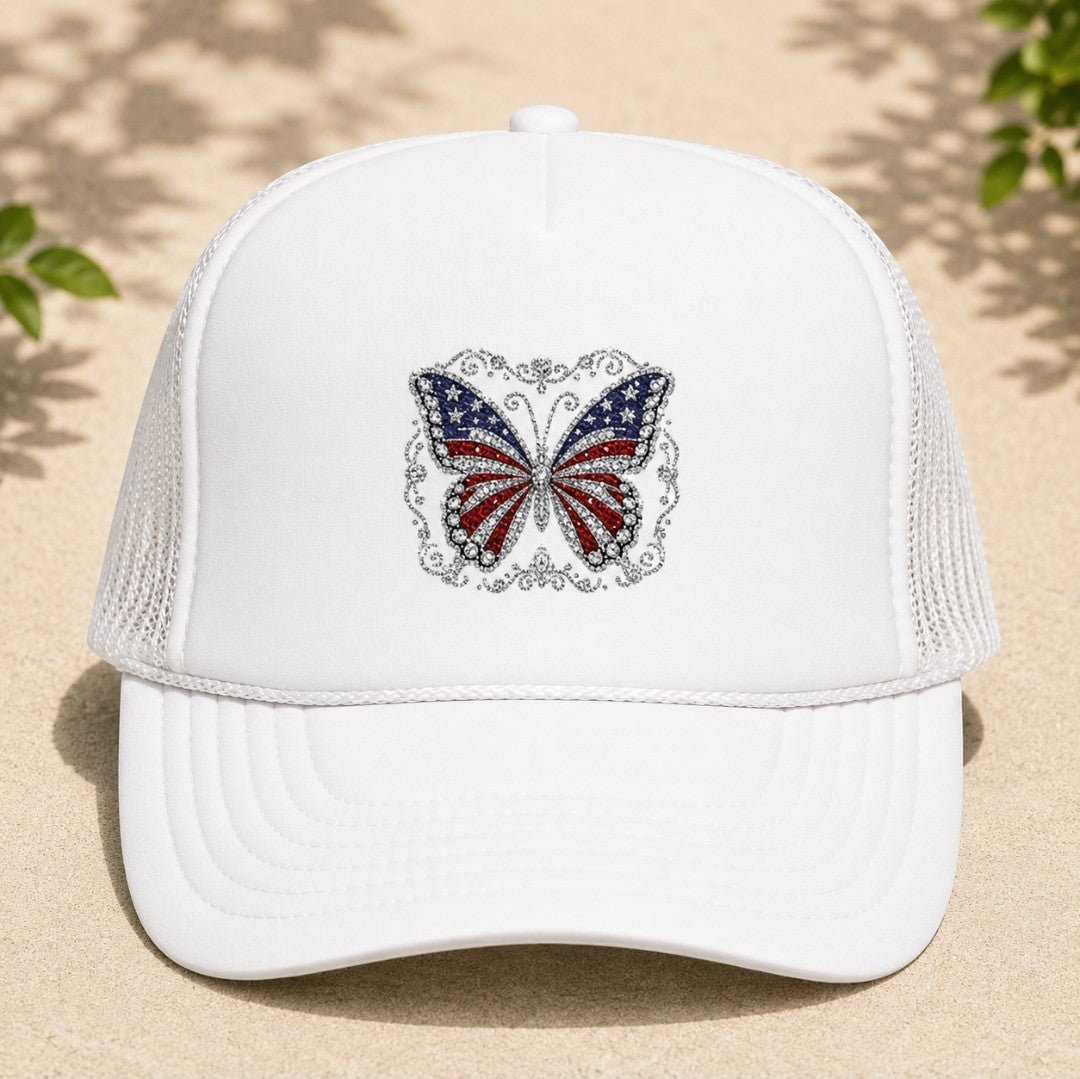 American Butterfly Trucker Hat — Patriotic Butterfly Mesh Cap - faithcovenant