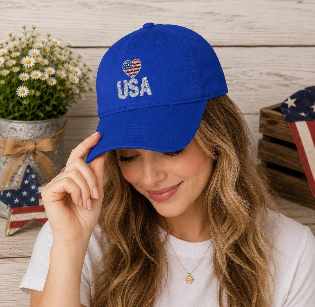 USA Patriotic Heart Baseball Cap - faithcovenant