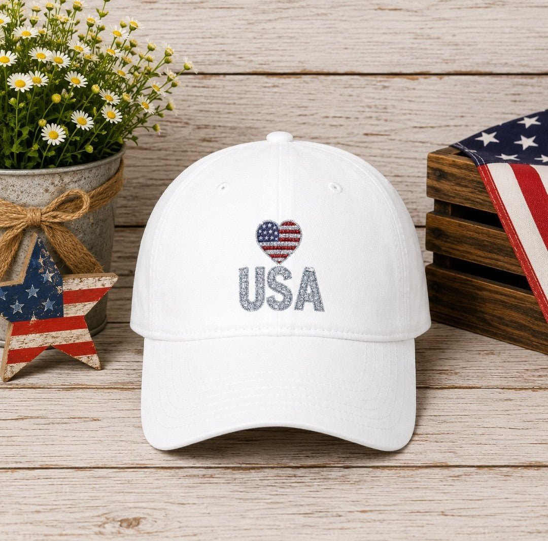 USA Patriotic Heart Baseball Cap - faithcovenant