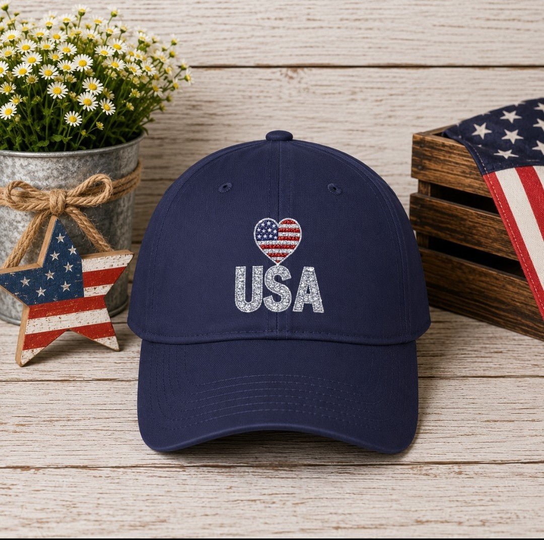 USA Patriotic Heart Baseball Cap - faithcovenant