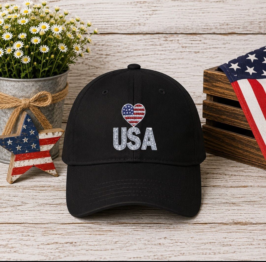 USA Patriotic Heart Baseball Cap - faithcovenant