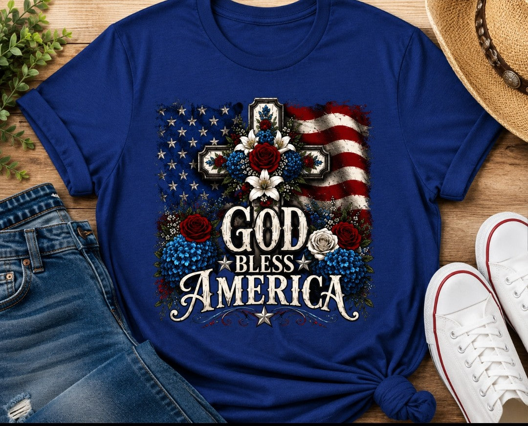God Bless America Tee — Patriotic USA Cotton T-Shirt
