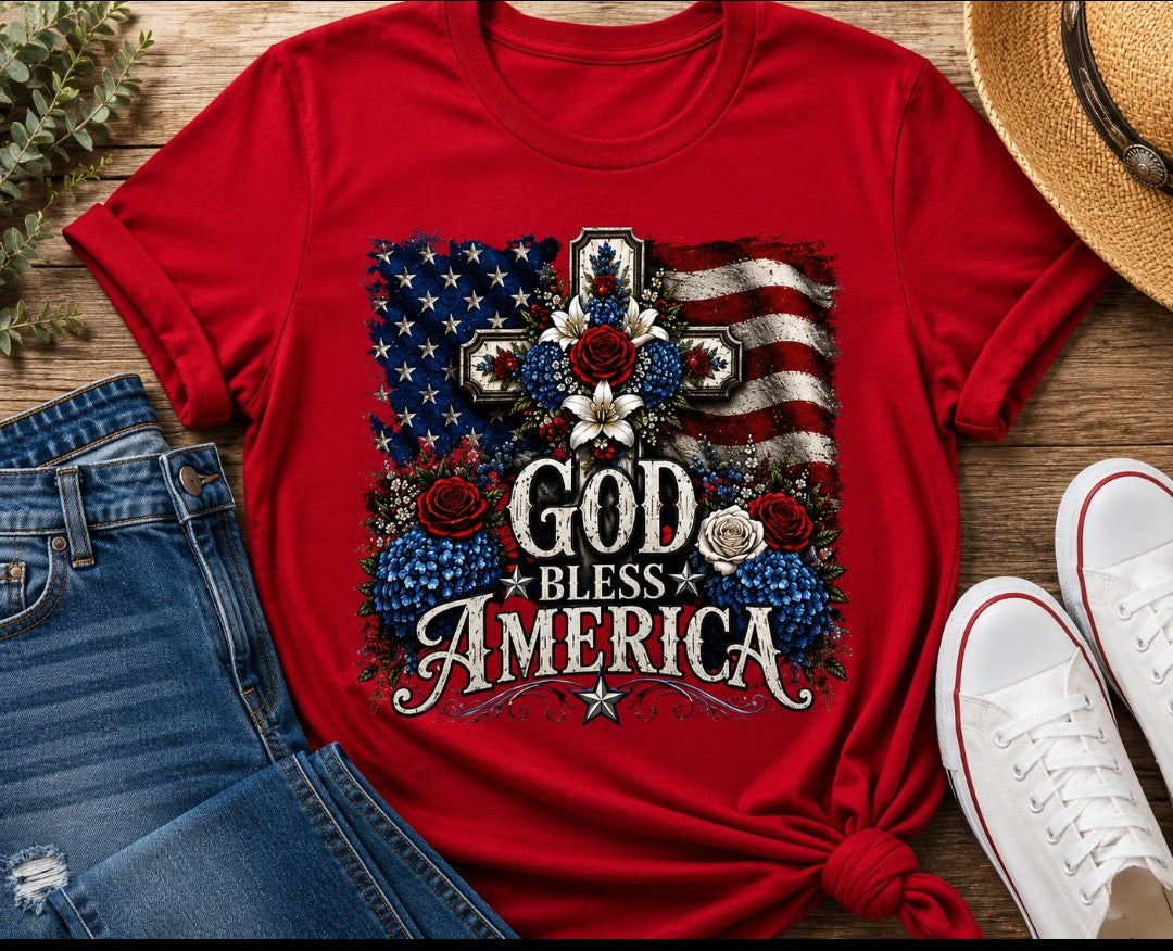God Bless America Tee — Patriotic USA Cotton T-Shirt