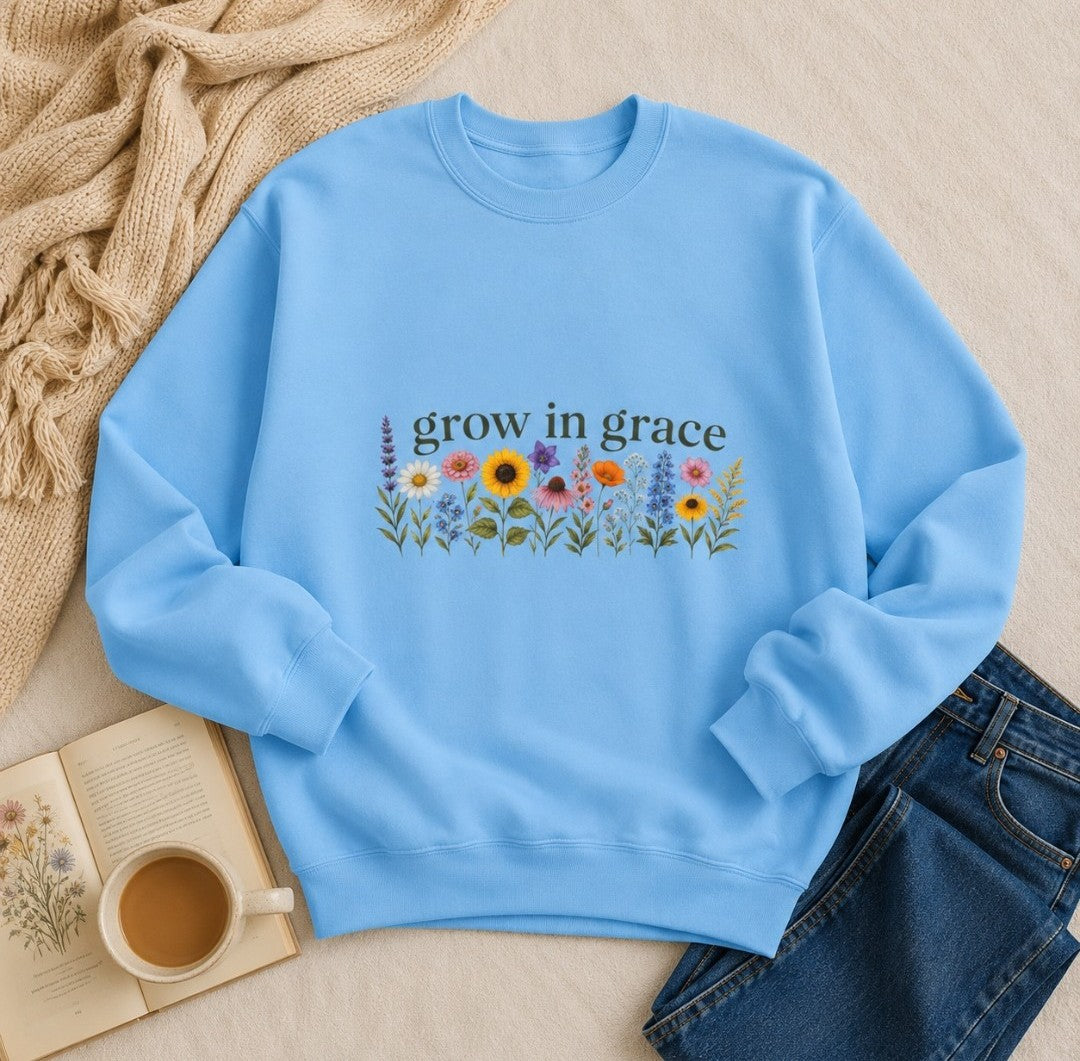Grow In Grace Flowers Sweatshirt — Floral Faith Crewneck