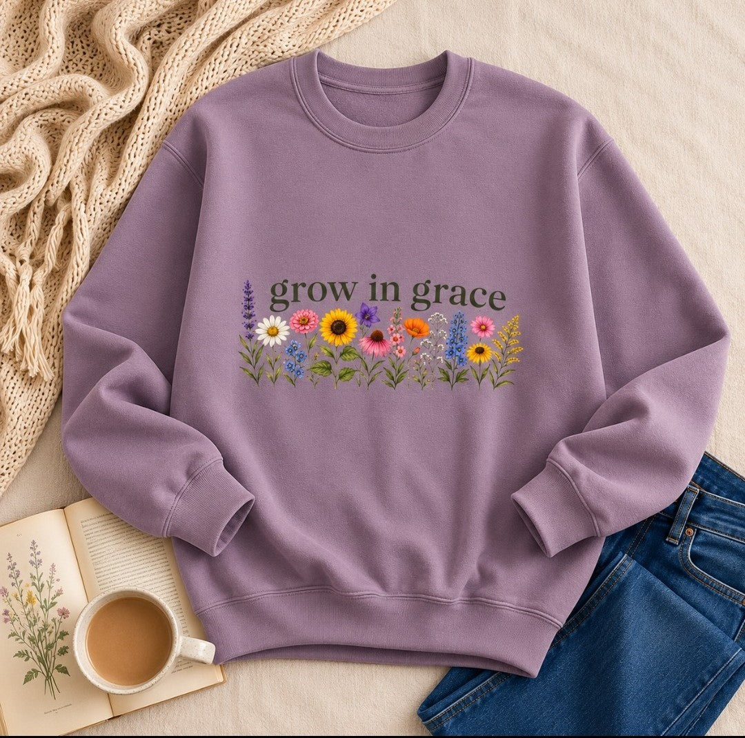 Grow In Grace Flowers Sweatshirt — Floral Faith Crewneck