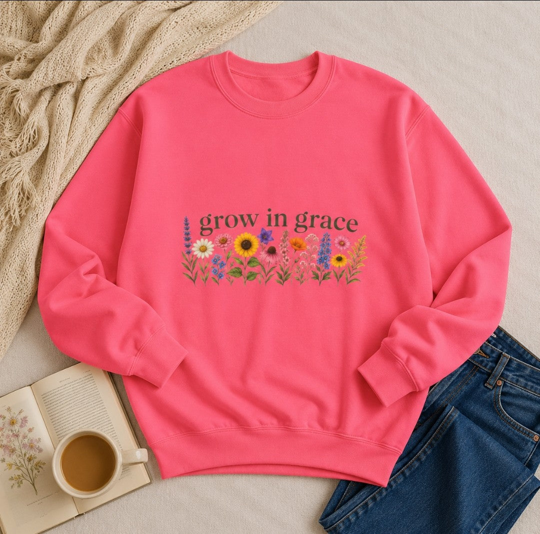 Grow In Grace Flowers Sweatshirt — Floral Faith Crewneck