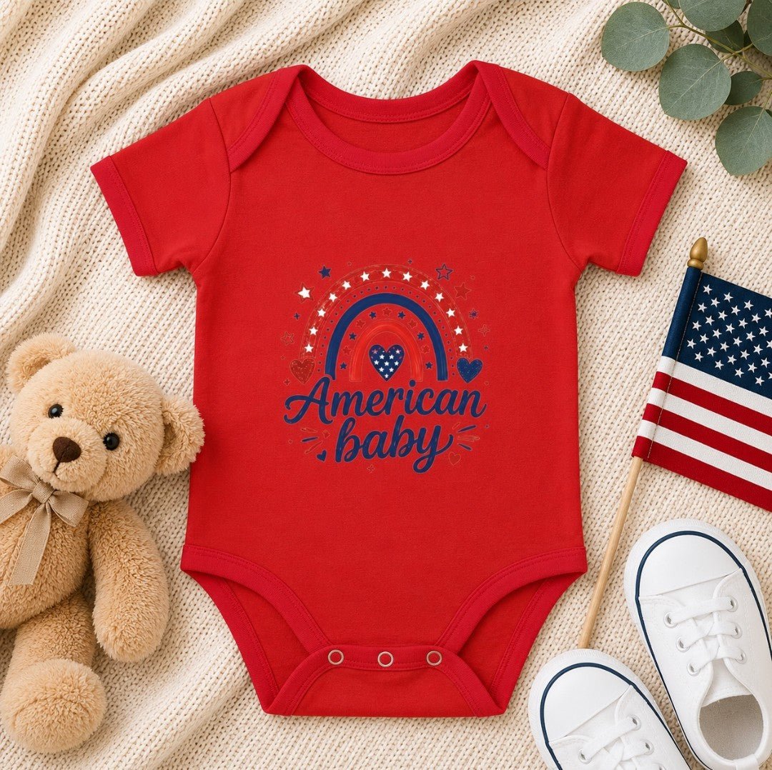 Patriotic Rainbow Baby Bodysuit — American Baby Onesie - faithcovenant