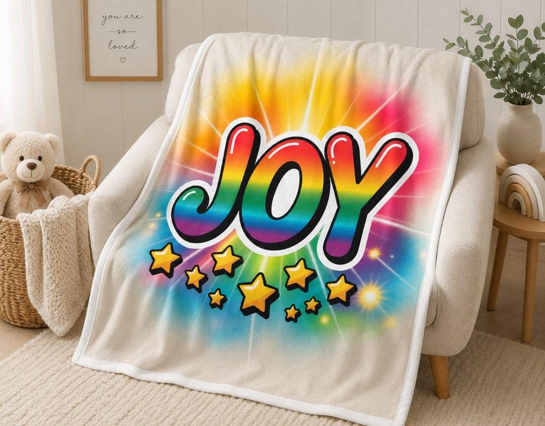 Joy Rainbow Baby Swaddle Blanket- Muslin, Baby Shower Gift - faithcovenant