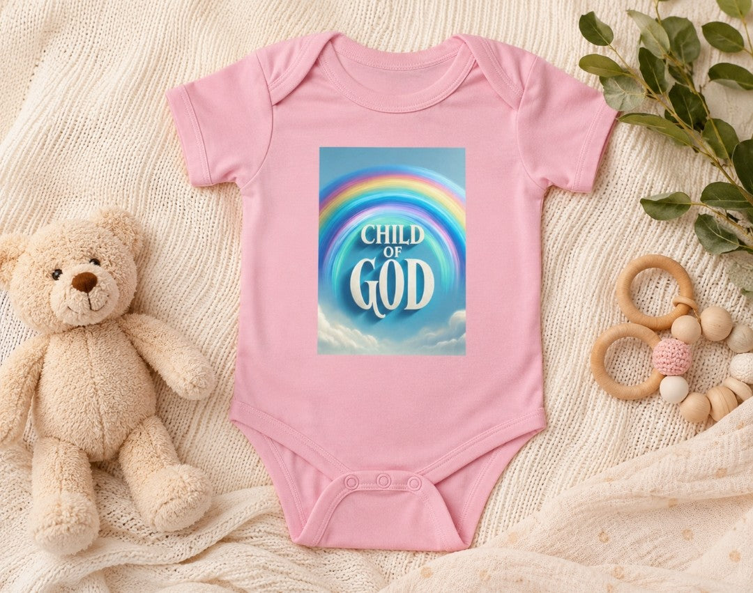 Rainbow Child of God Infant Bodysuit, Cute Baby Outfit, Christian Baby Wear